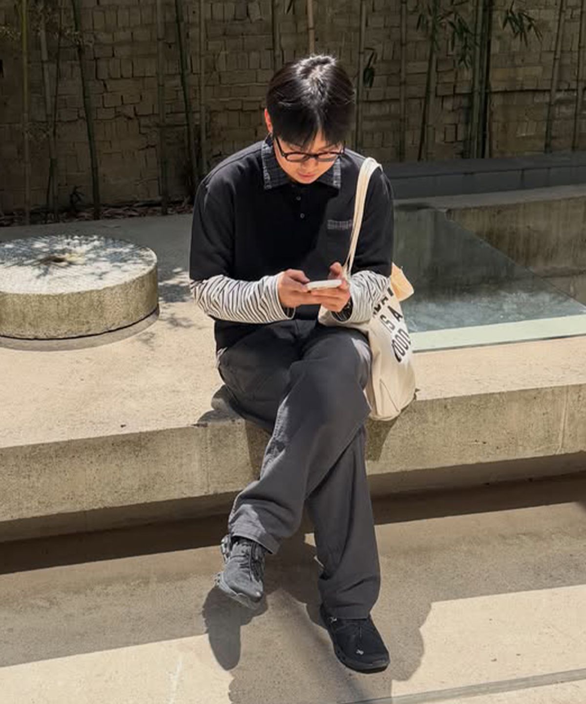 인템포무드(INTEMPOMOOD) 노블 체크 칼라 티셔츠 : 2컬러