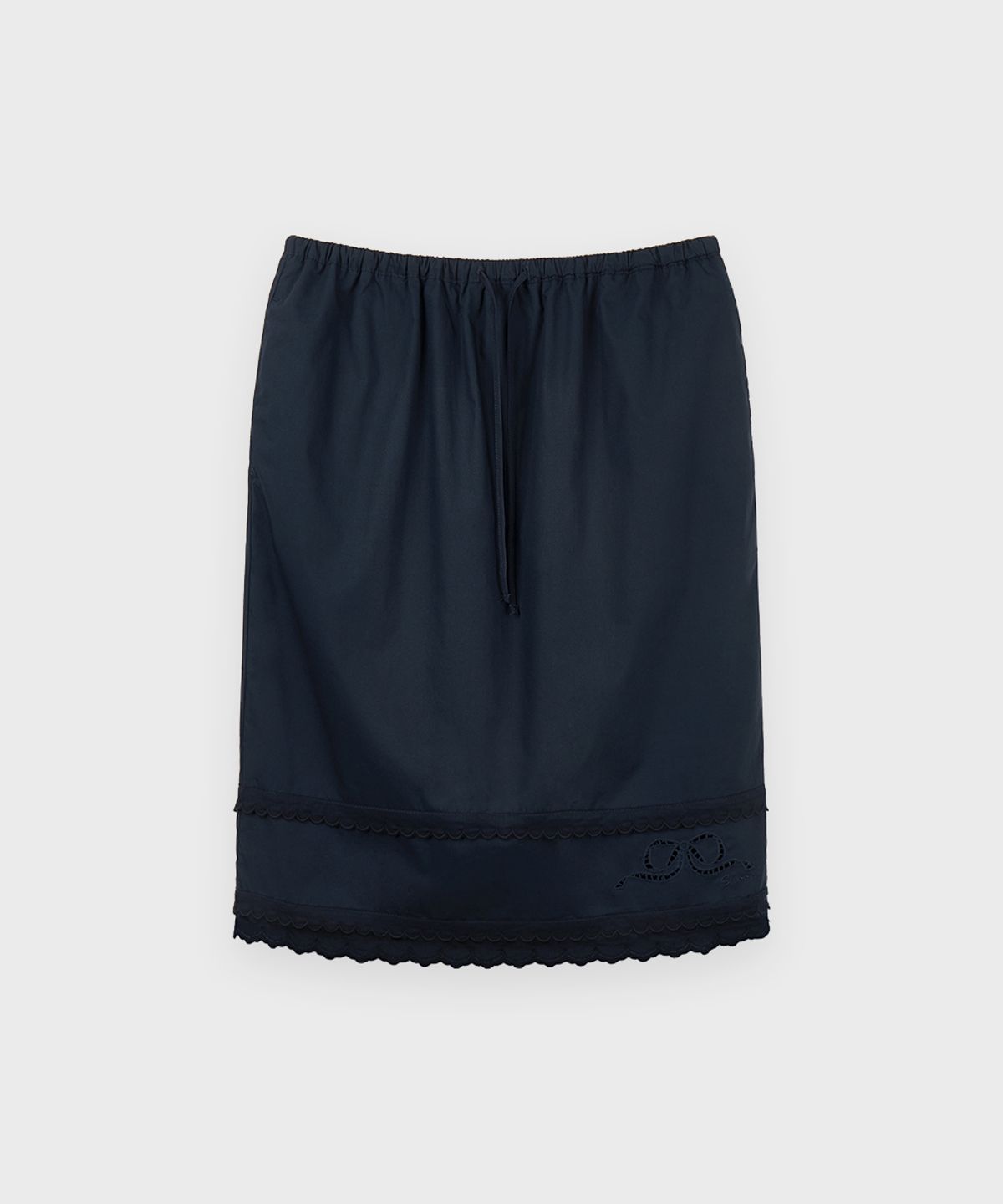 시눈(SINOON) Eyelet Punching Midi Skirt (Navy)