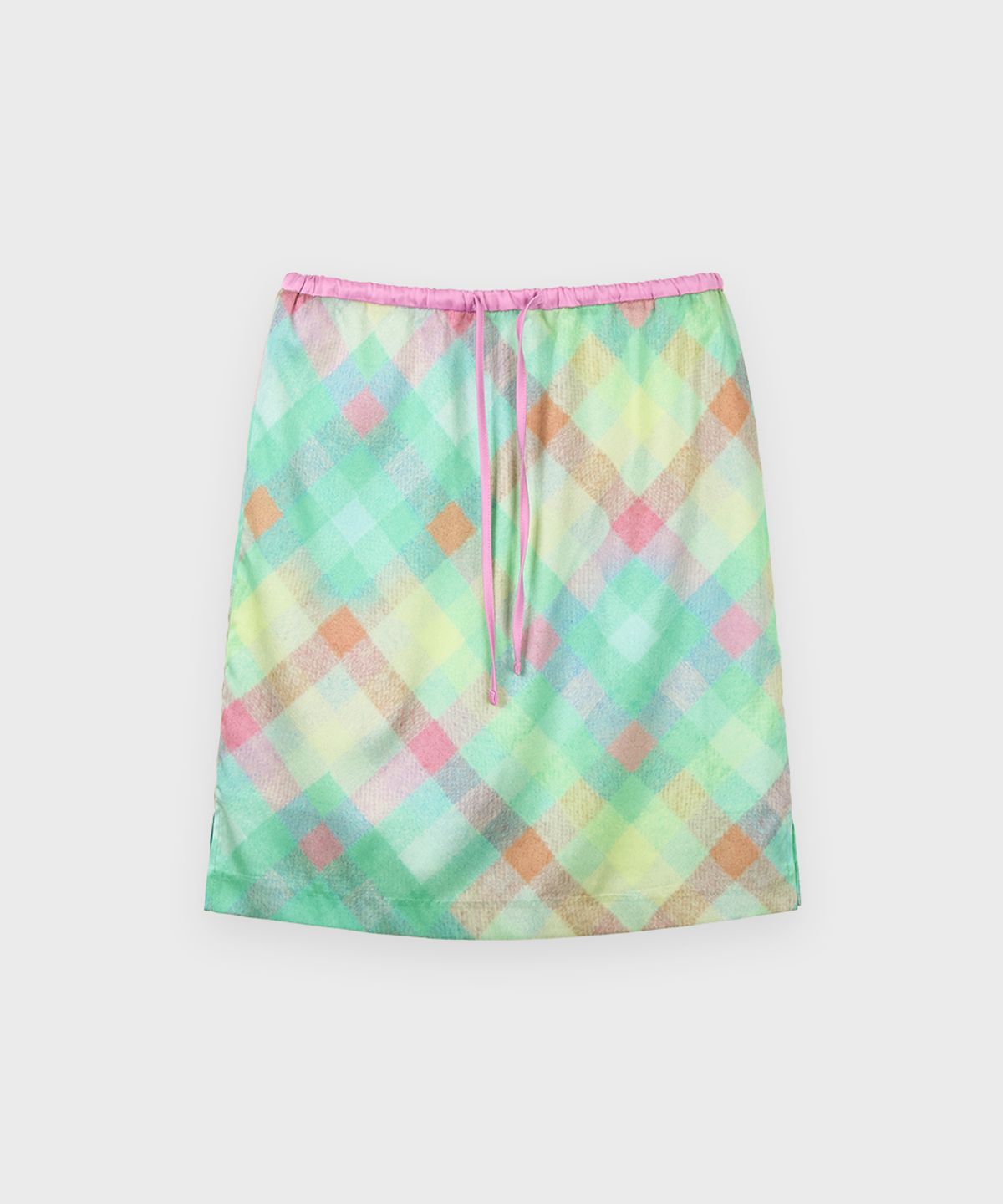 시눈(SINOON) Check Printed Midi Skirt (Mint)