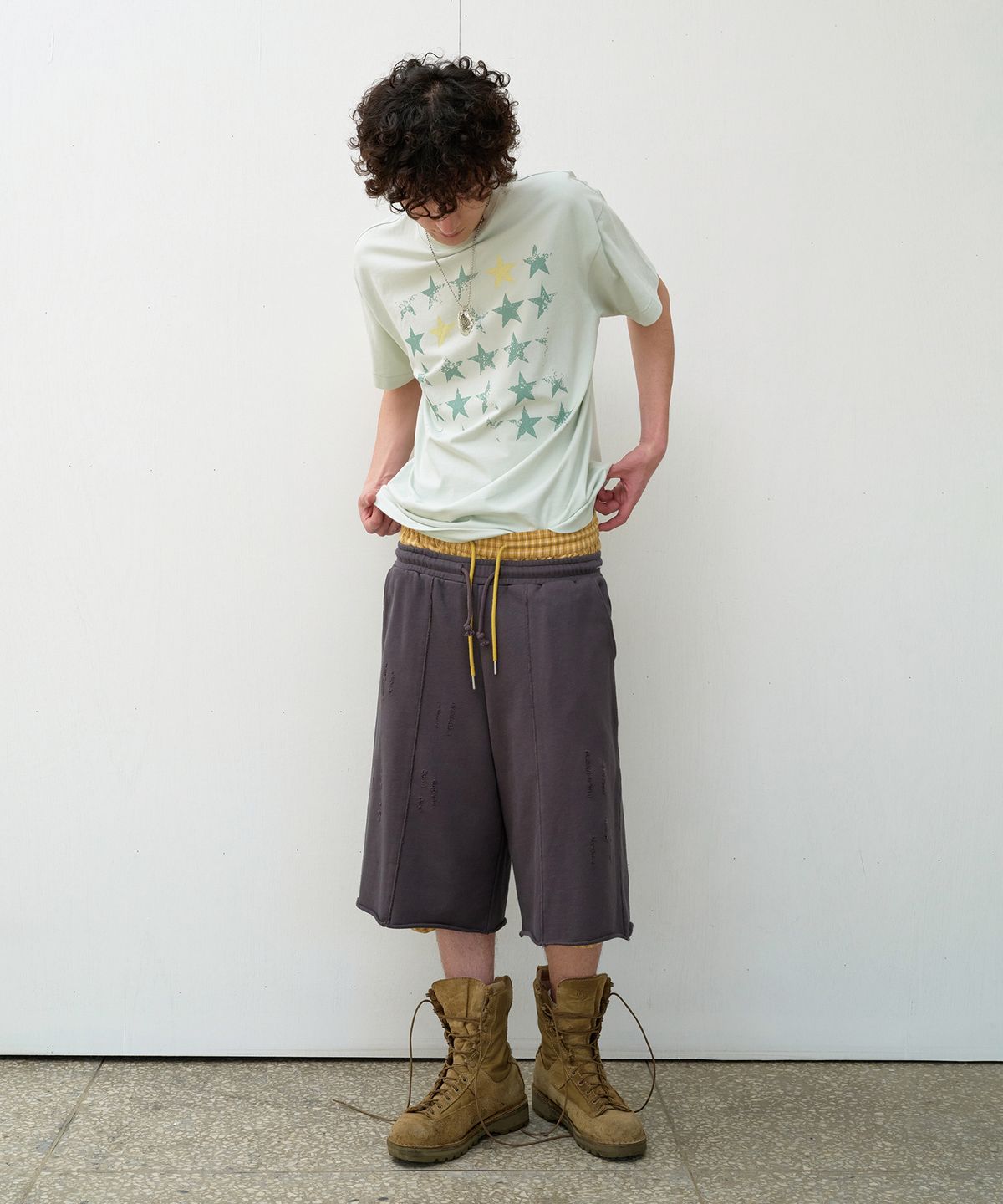더바이닐하우스(THEVINYLHOUSE) CUT-OFF DAMAGE SHORTS CHARCOAL