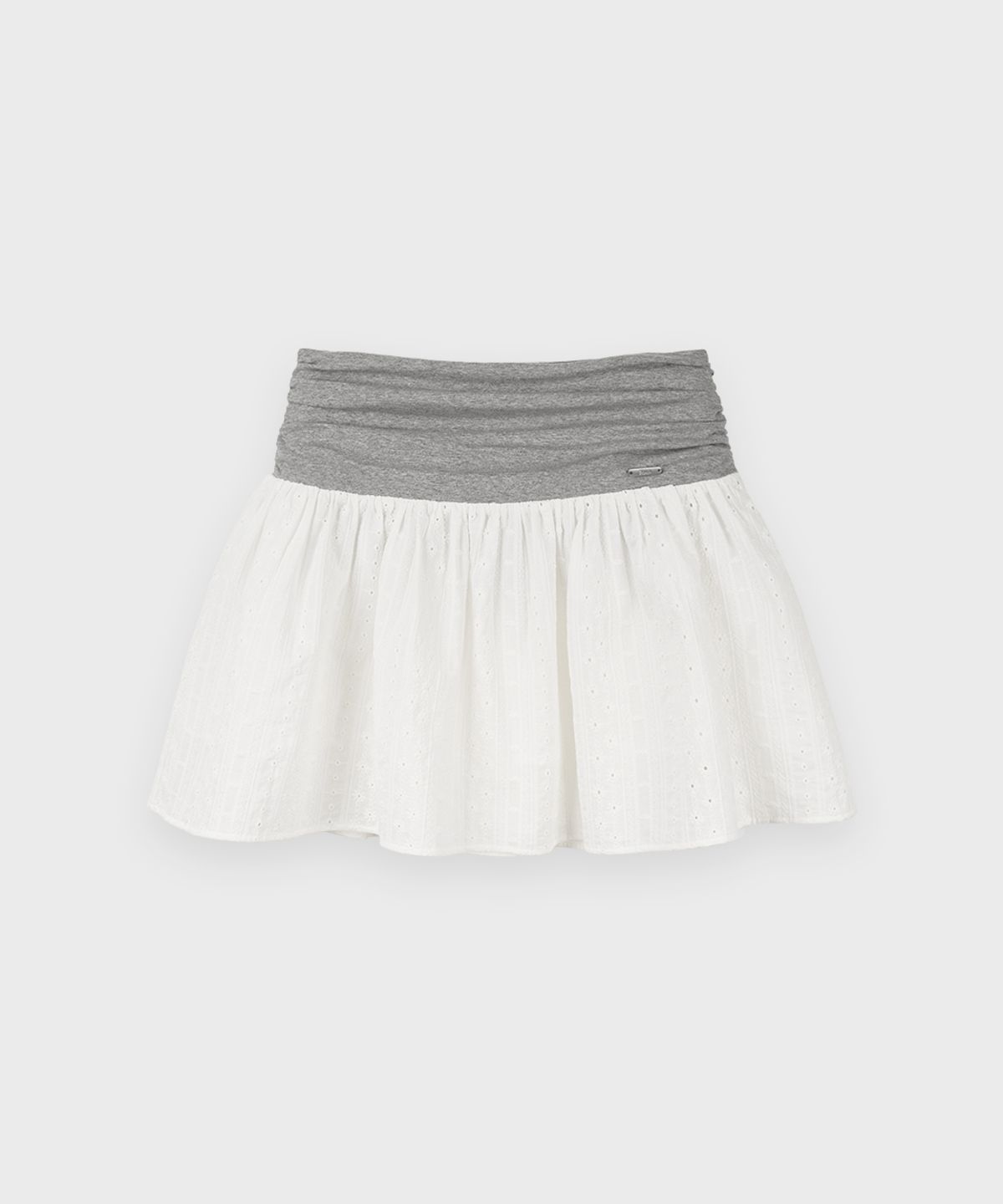 시눈(SINOON) Eyelet Mix Flare Skirt (White)