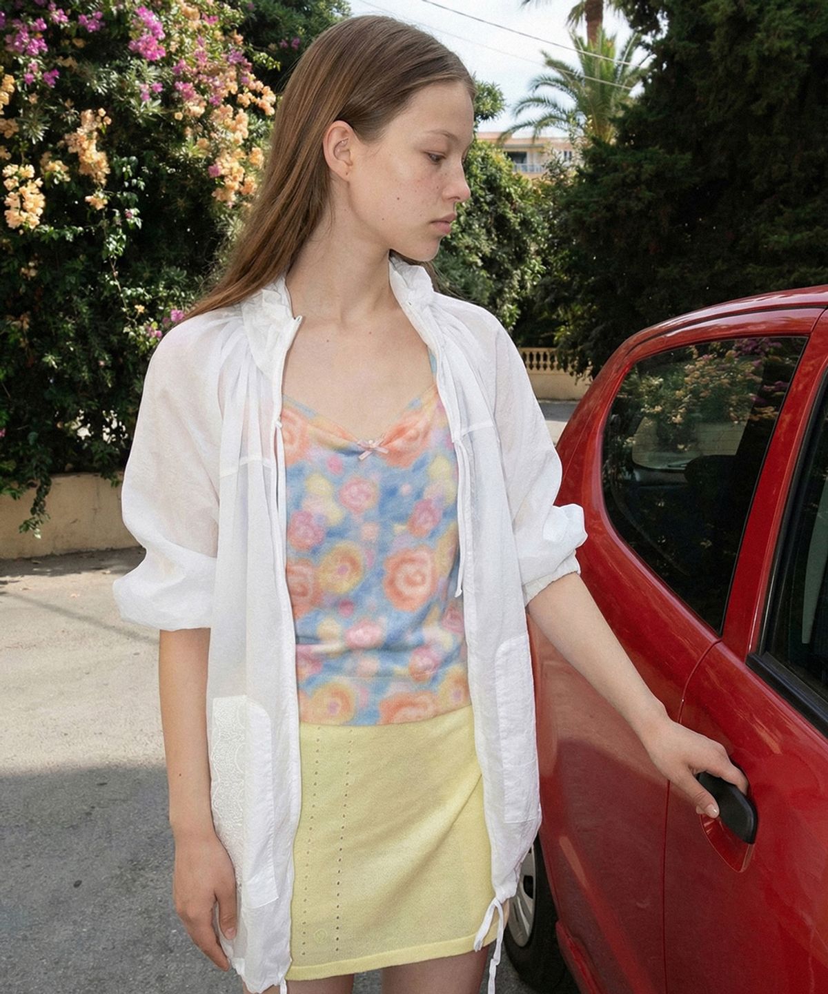 시눈(SINOON) Sheer Layered Skirt (Lemon Yellow)