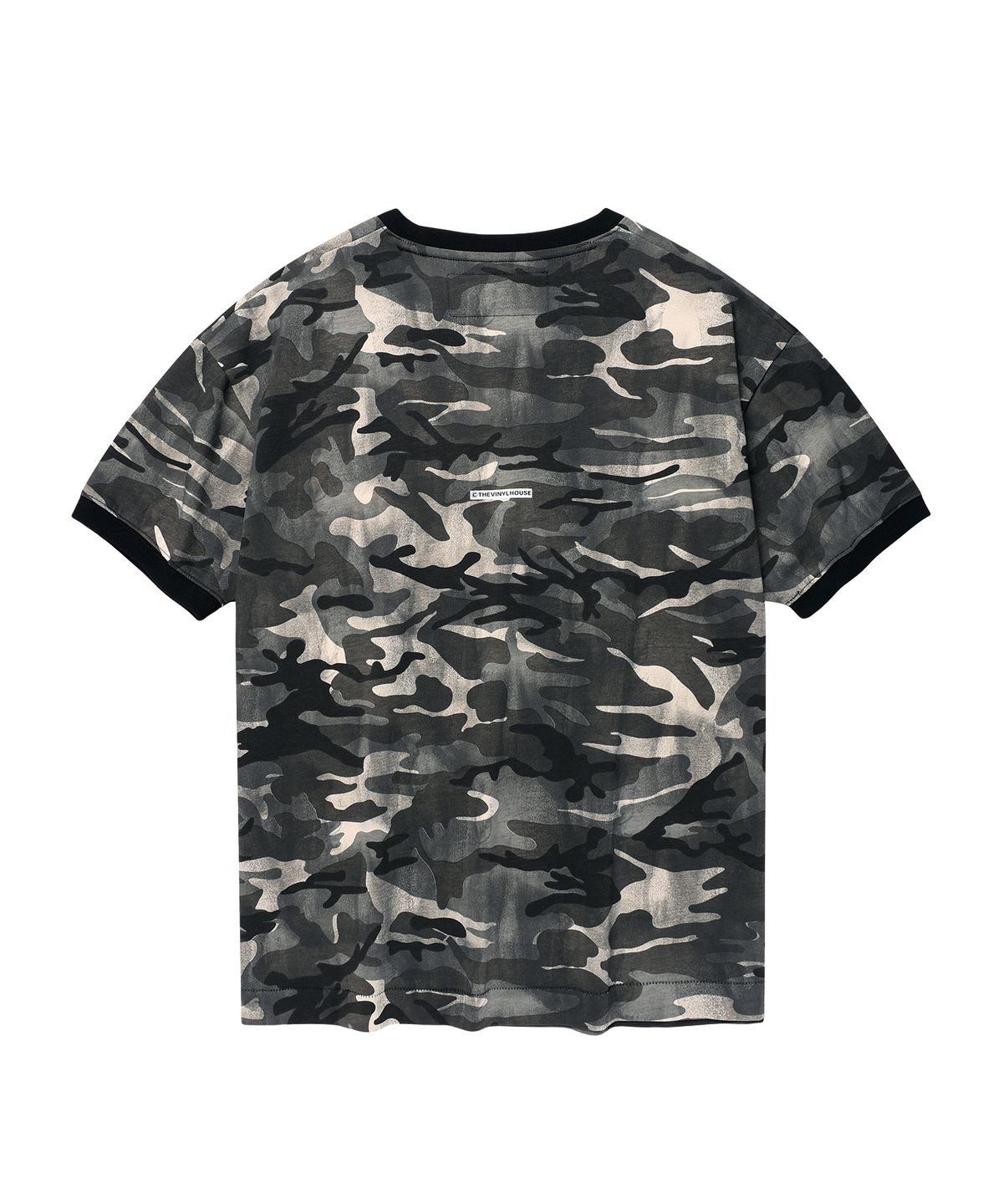 더바이닐하우스(THEVINYLHOUSE) ANTI LOVE CAMO RINGER TEE BLACK