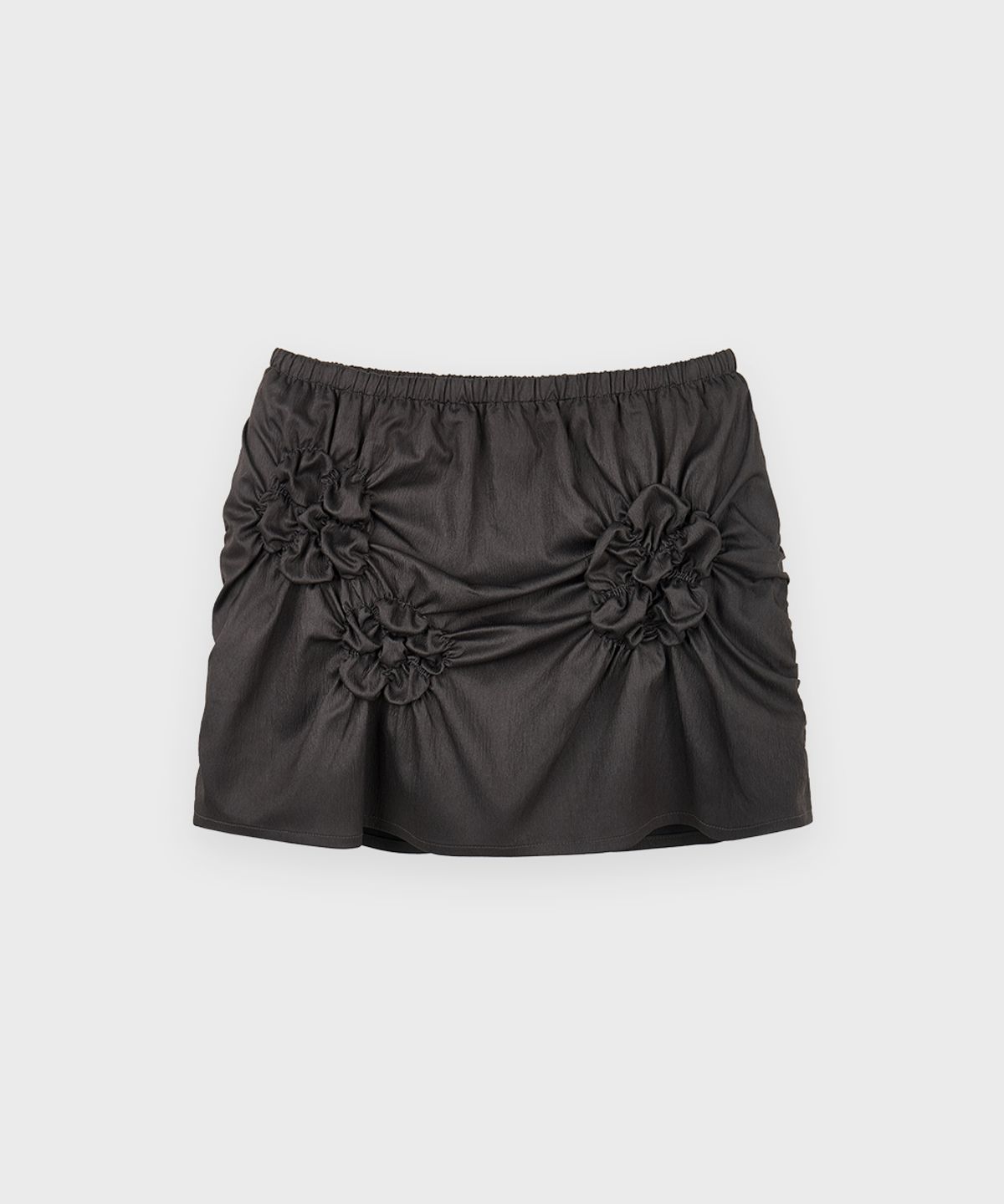 시눈(SINOON) Flower Scrunch Skirt (Dark Grey)