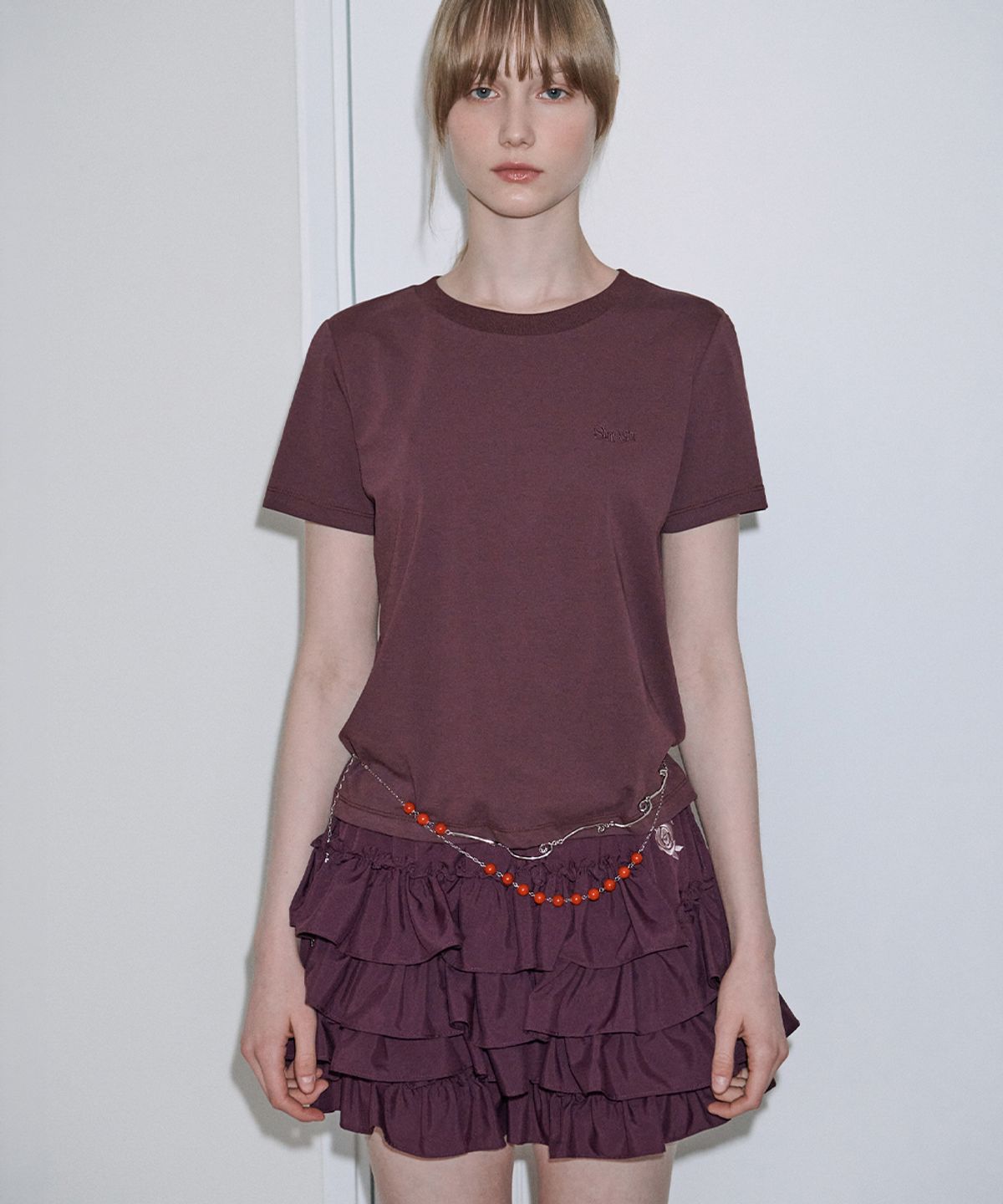 시눈(SINOON) Frill Mini Skirt Pants (Purple)