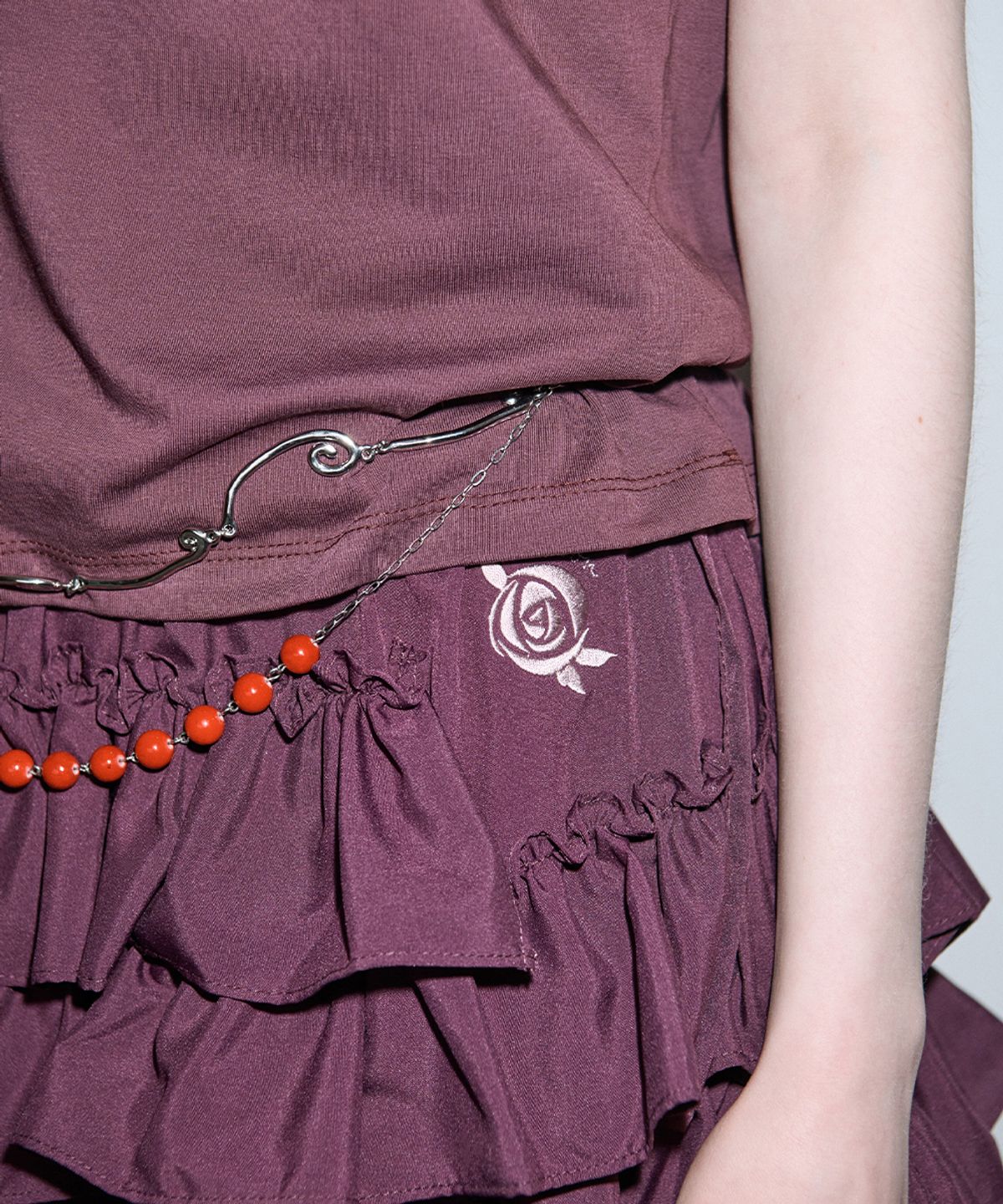 시눈(SINOON) Frill Mini Skirt Pants (Purple)