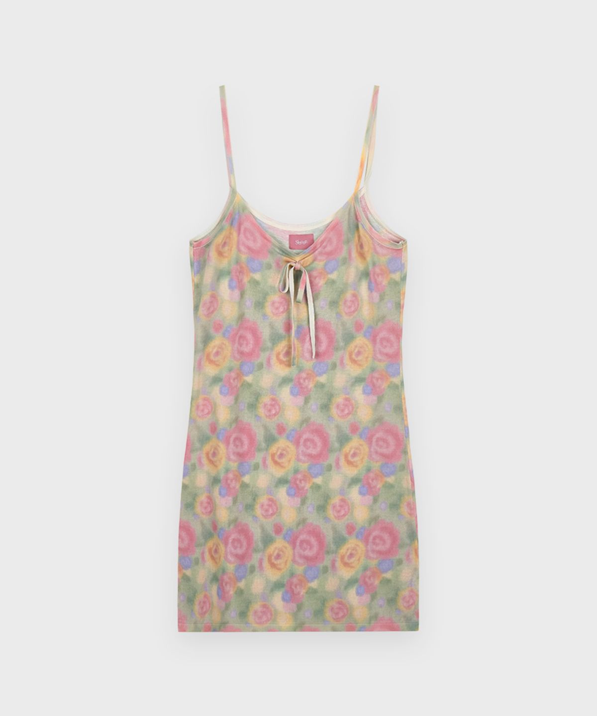 시눈(SINOON) Flower Print Sleeveless Knit Dress (Green)