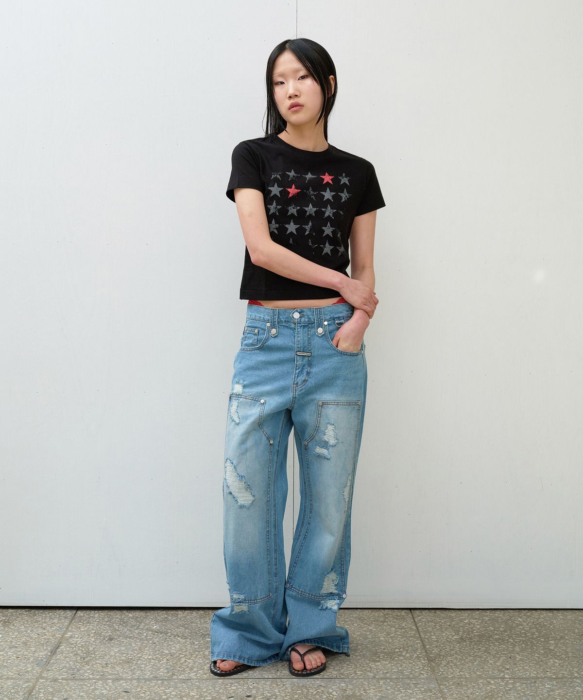 더바이닐하우스(THEVINYLHOUSE) FADED STAR TEE BLACK