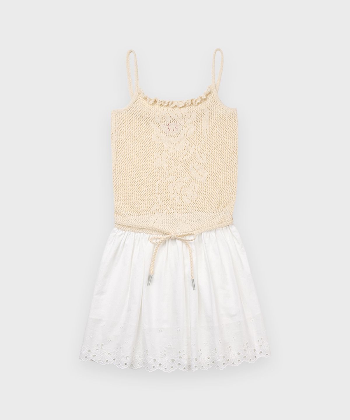 시눈(SINOON) Crochet Rose Knit Onepiece (Cream)