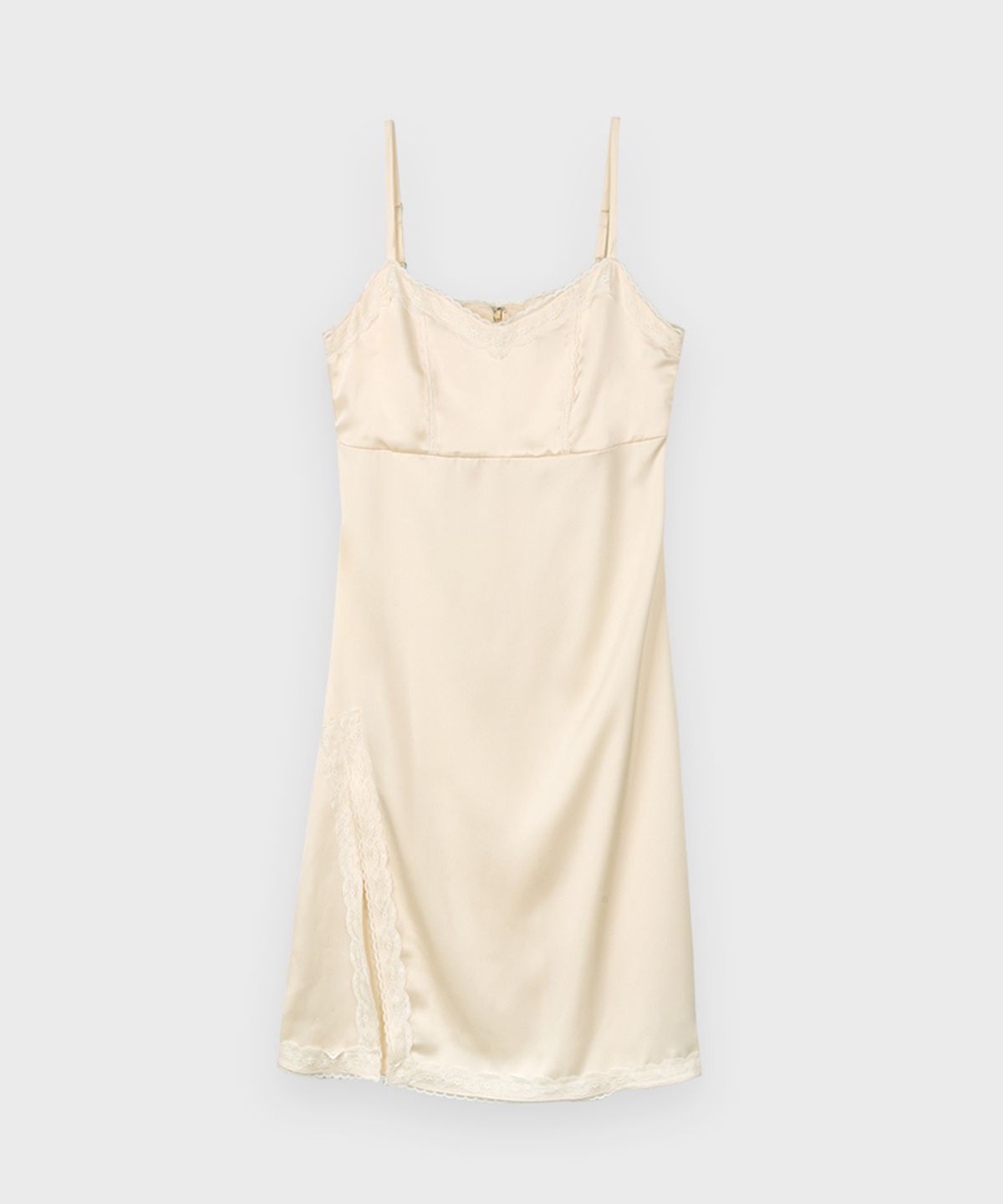 시눈(SINOON) Satin Lace Ribbon Onepiece (Cream)