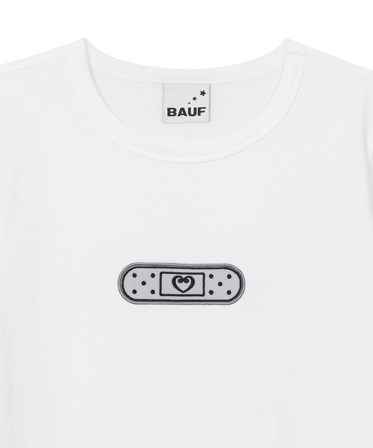 바우프(BAUF) 밴드 로고 슬림핏 티셔츠 [화이트]