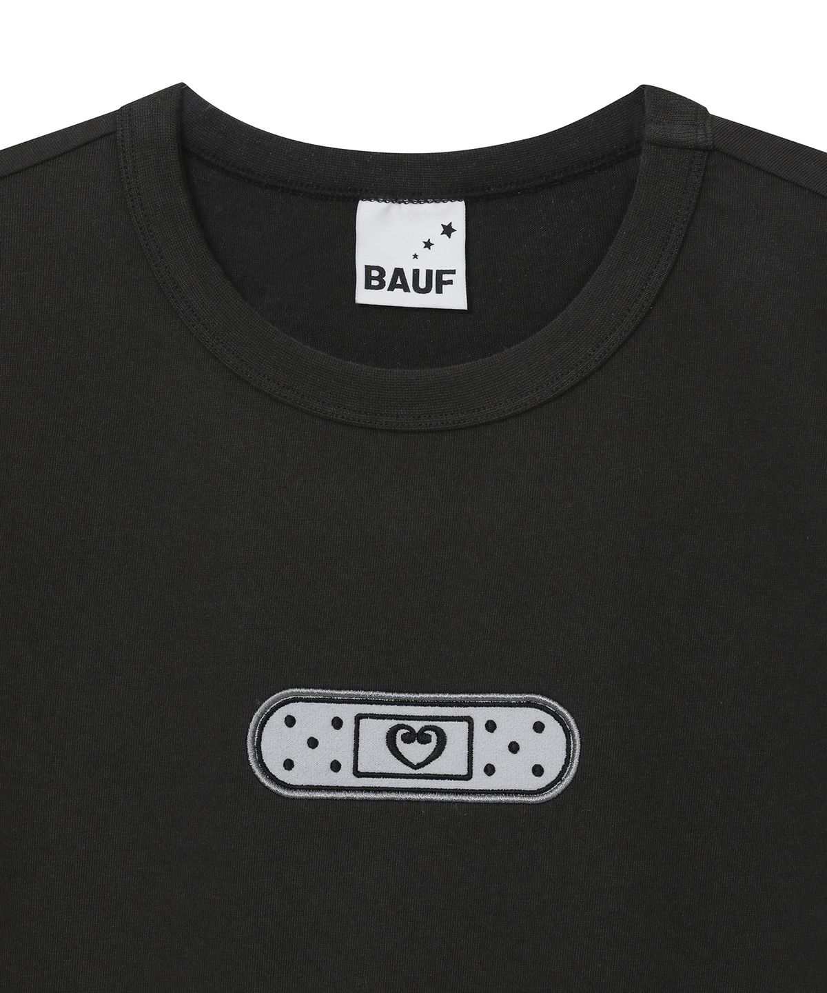바우프(BAUF) 밴드 로고 슬림핏 티셔츠 [차콜]