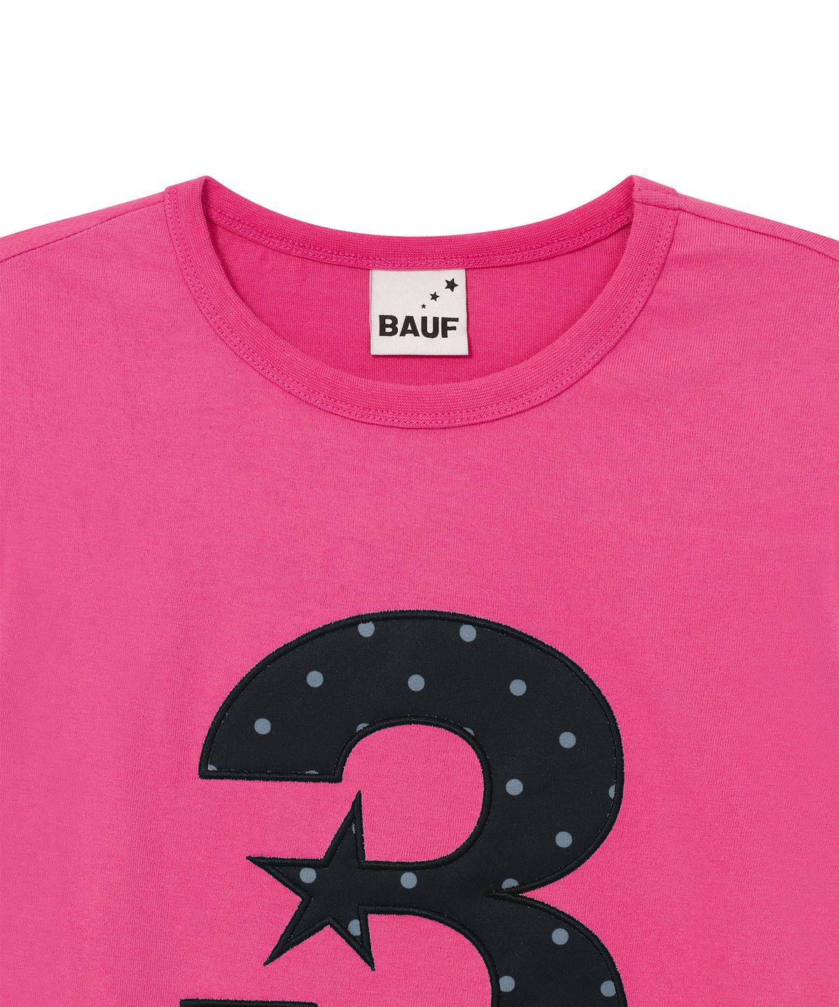 바우프(BAUF) 3 logo 도트 슬림핏 티셔츠 [핑크]