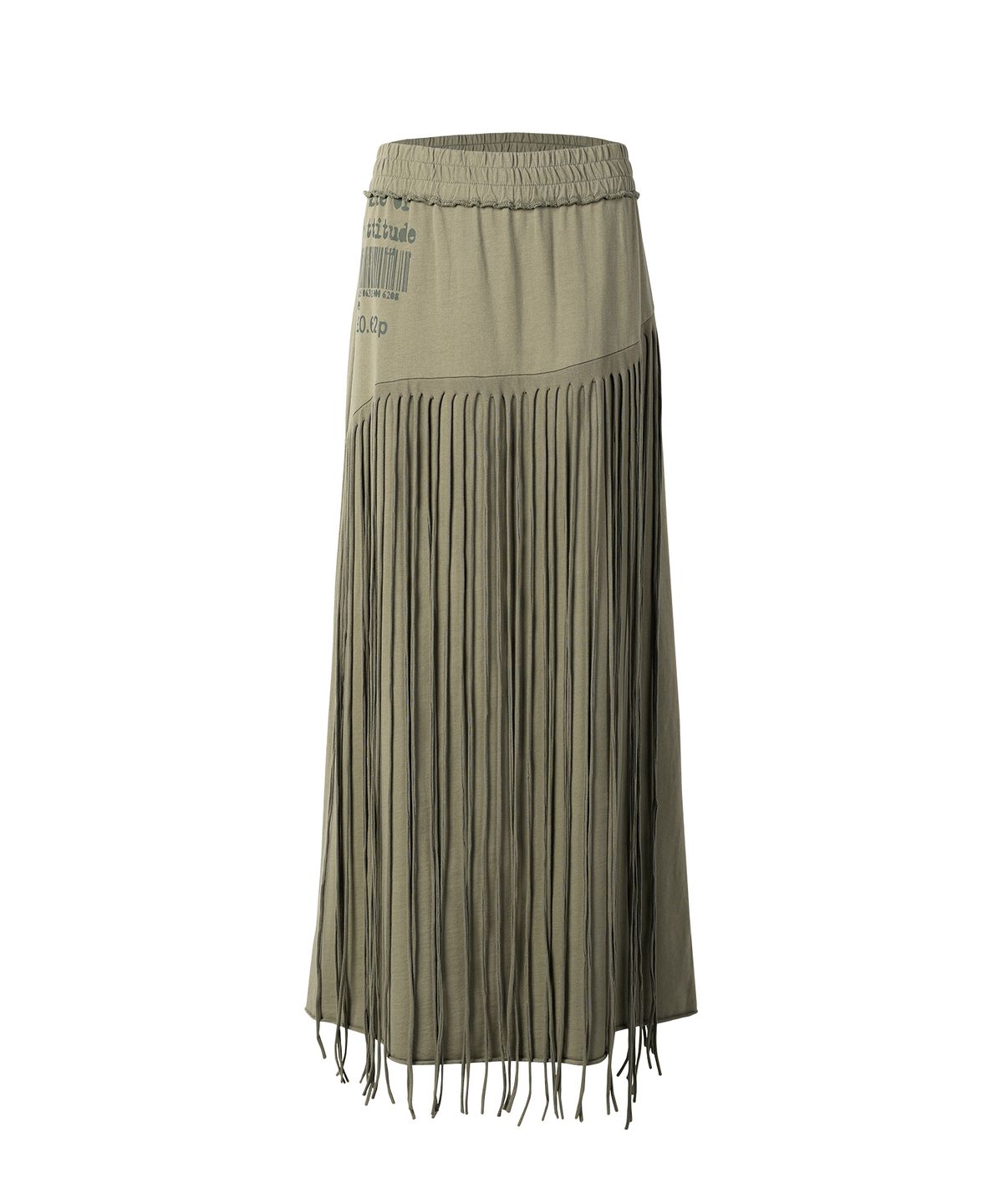 더바이닐하우스(THEVINYLHOUSE) TRIMMED JERSEY SKIRT (W) OLIVE