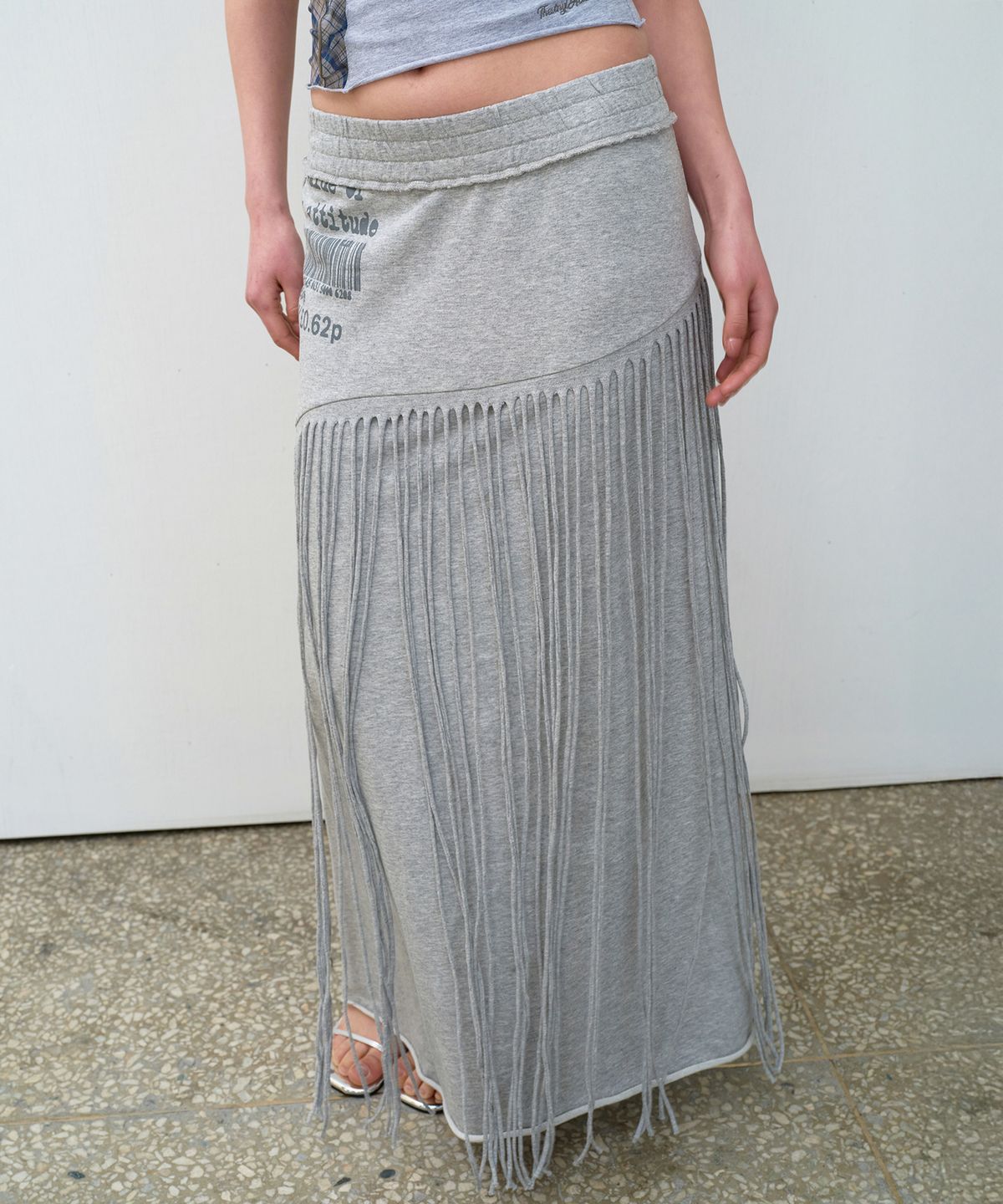 더바이닐하우스(THEVINYLHOUSE) TRIMMED JERSEY SKIRT (W) GREY