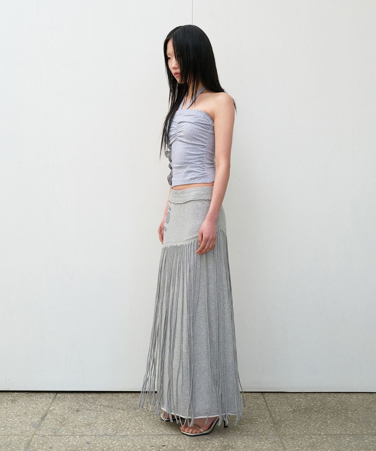 더바이닐하우스(THEVINYLHOUSE) TRIMMED JERSEY SKIRT (W) GREY