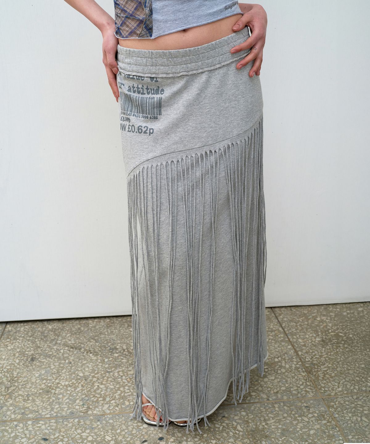 더바이닐하우스(THEVINYLHOUSE) TRIMMED JERSEY SKIRT (W) GREY