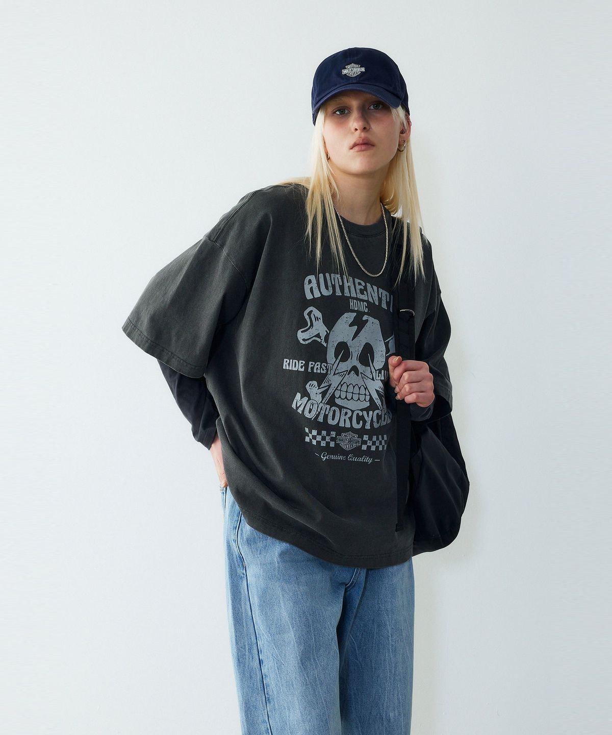 할리데이비슨 컬렉션스®(HARLEY-DAVIDSON COLLECTIONS®) 어센틱 스컬 피그먼트 티셔츠 챠콜 HH16111062