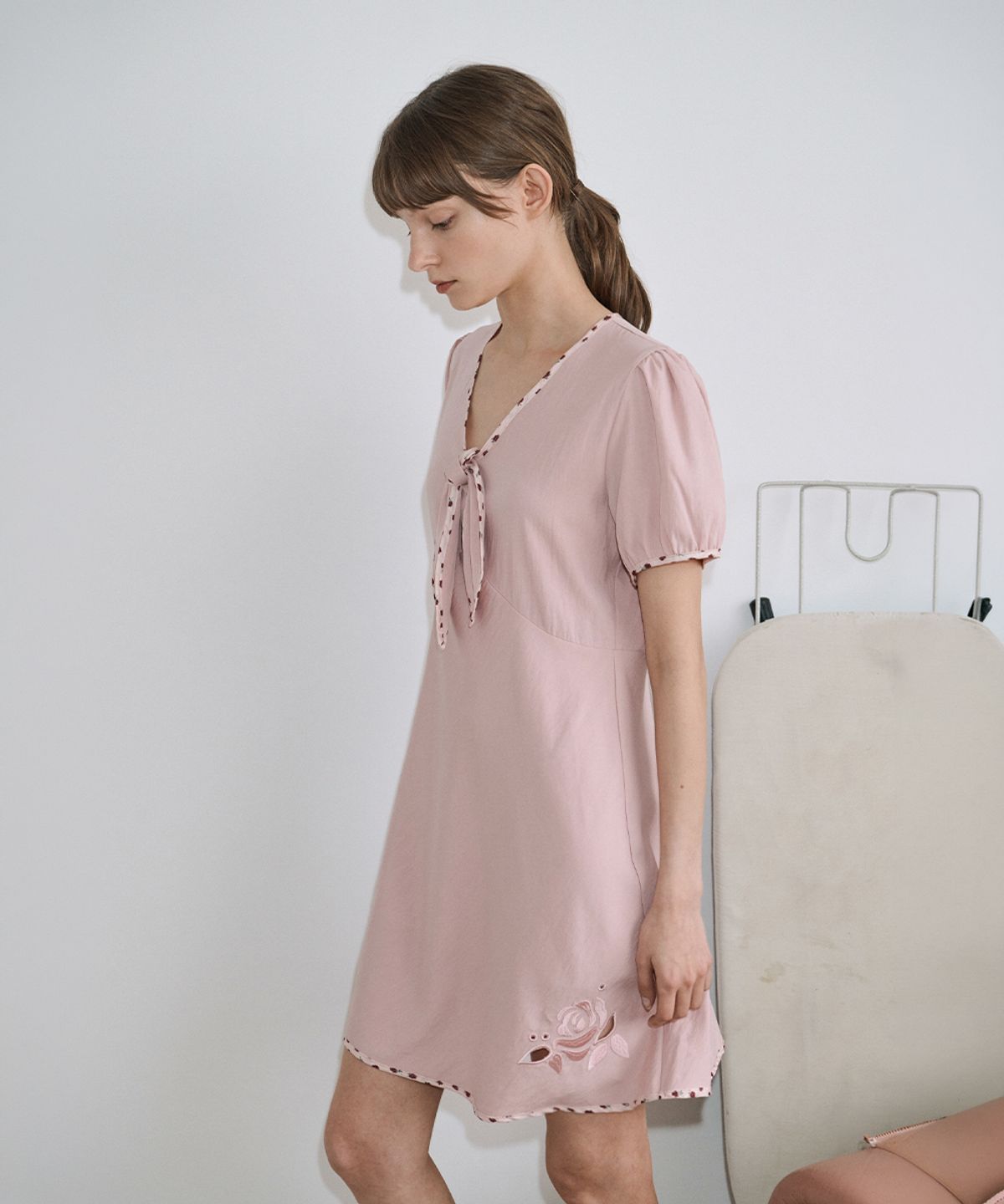 시눈(SINOON) Rose Garden Ribbon One-Piece (Rose)