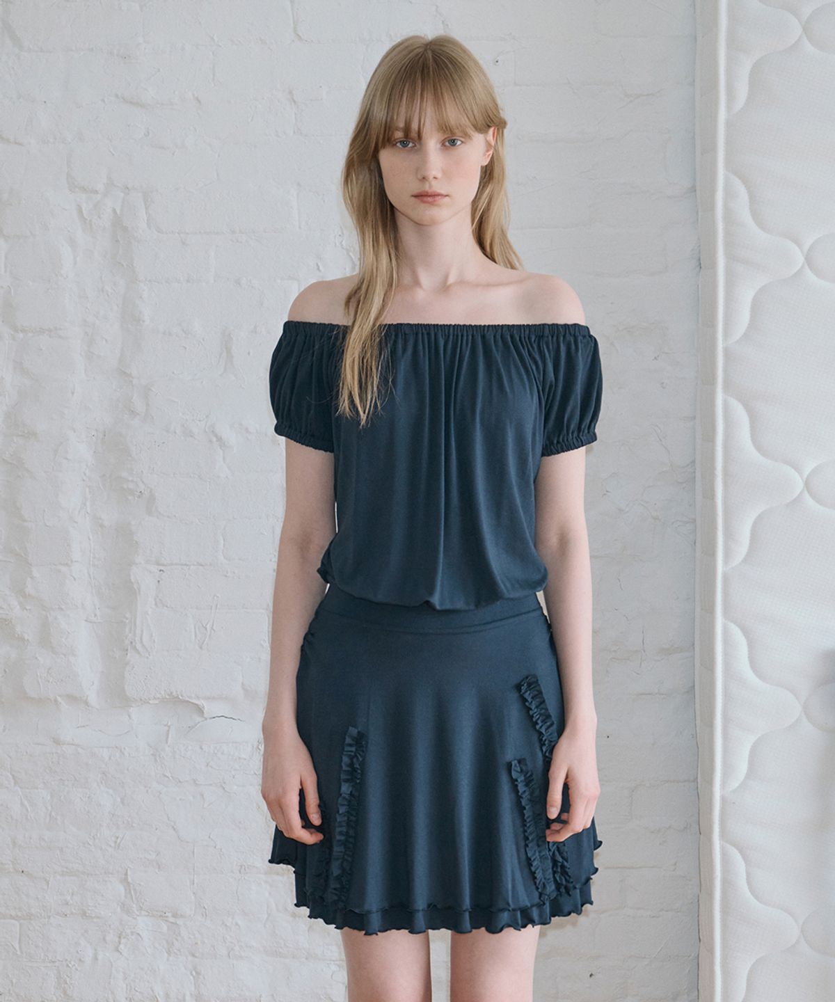 시눈(SINOON) Drape Jersey Mini One-Piece (Navy)