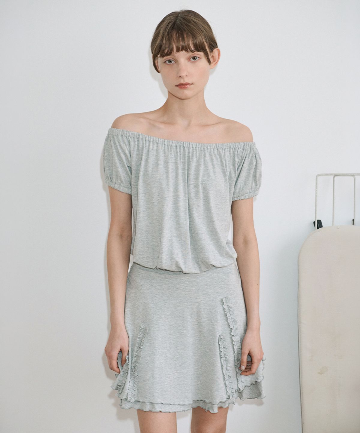 시눈(SINOON) Drape Jersey Mini One-Piece (Melange Grey)