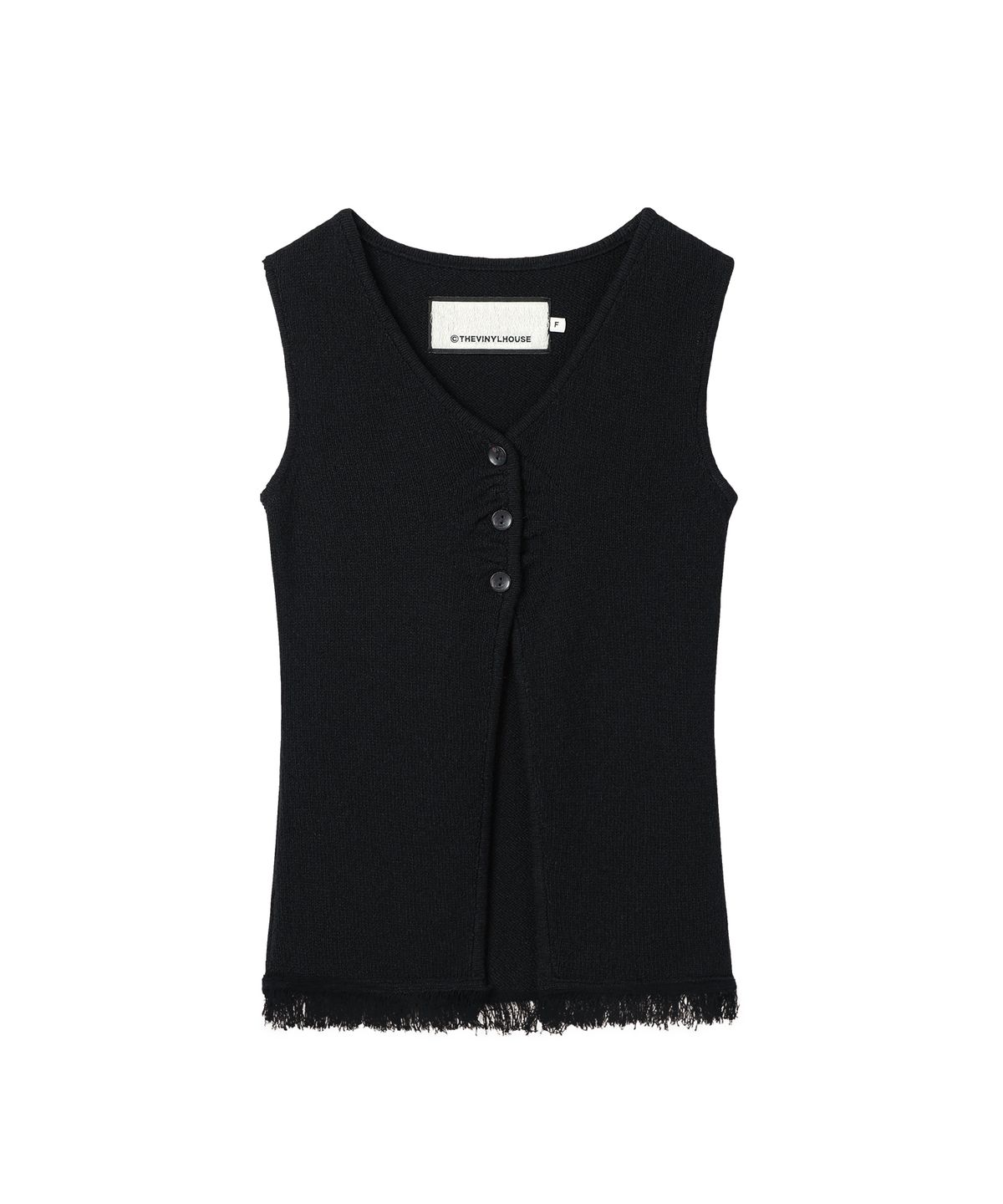 더바이닐하우스(THEVINYLHOUSE) BUTTON KNIT VEST (W) BLACK