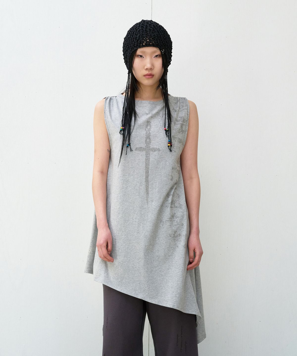 더바이닐하우스(THEVINYLHOUSE) UNBALANCE LAYERED ONE-PIECE (W) GREY
