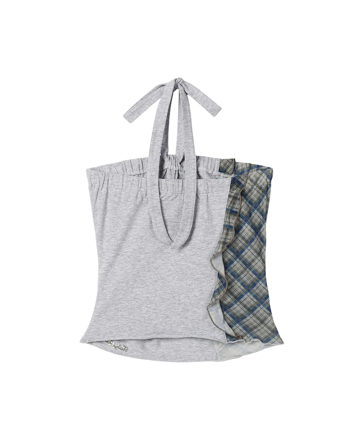 더바이닐하우스(THEVINYLHOUSE) MIXED HALTERNECK TOP (W) GREY