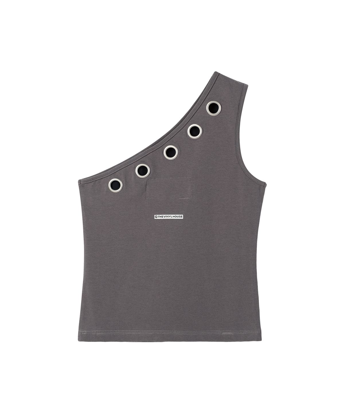 더바이닐하우스(THEVINYLHOUSE) EYELET ONE SHOULDER SLEEVELESS (W) CHARCOAL