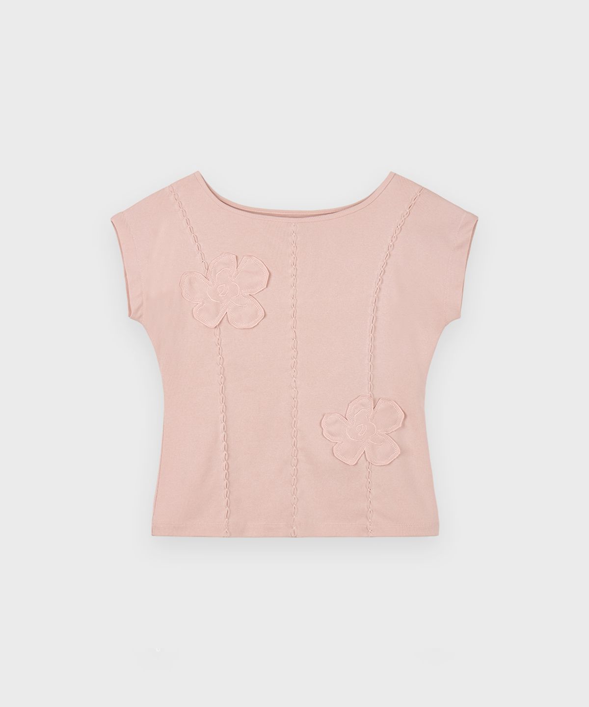 시눈(SINOON) Flower Patch T-Shirt (Soft Pink)