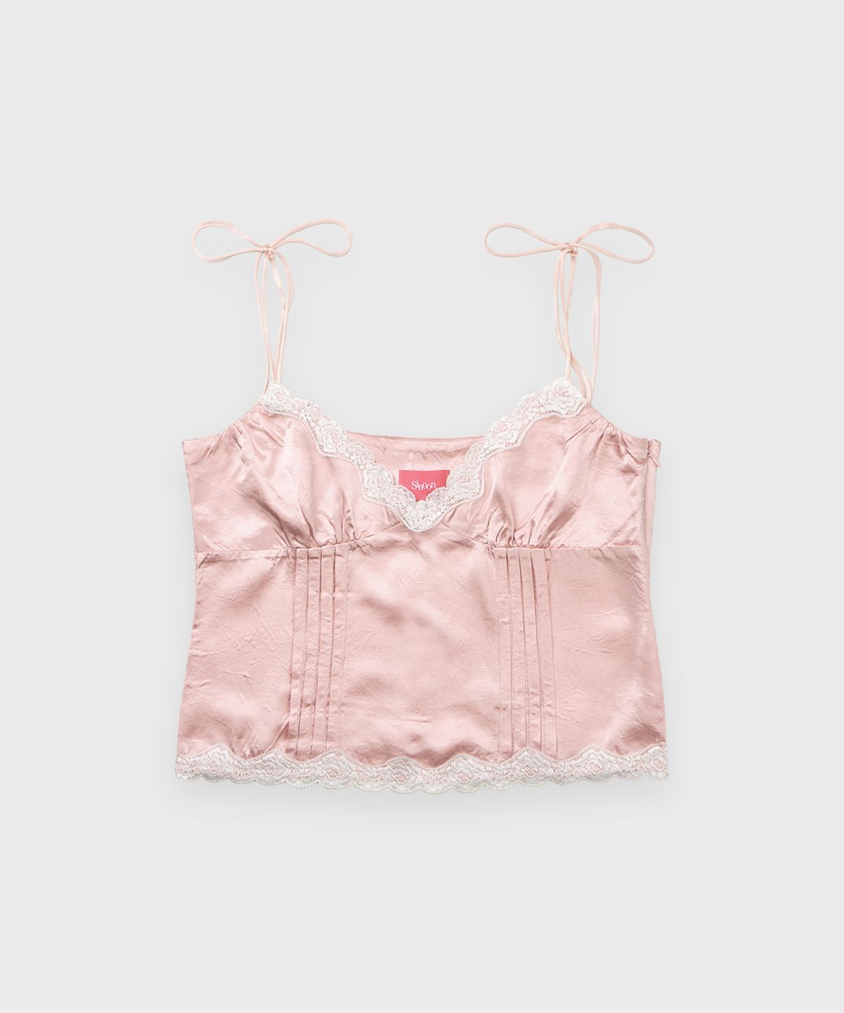 시눈(SINOON) Satin Lace Sleeveless Blouse (Pink)