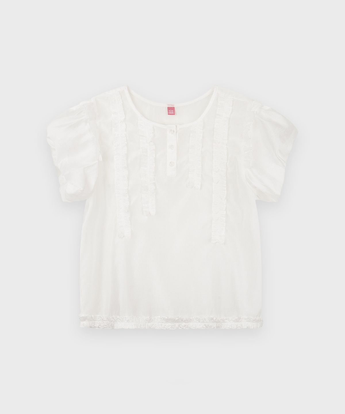 시눈(SINOON) Babydoll Frill Blouse (White)
