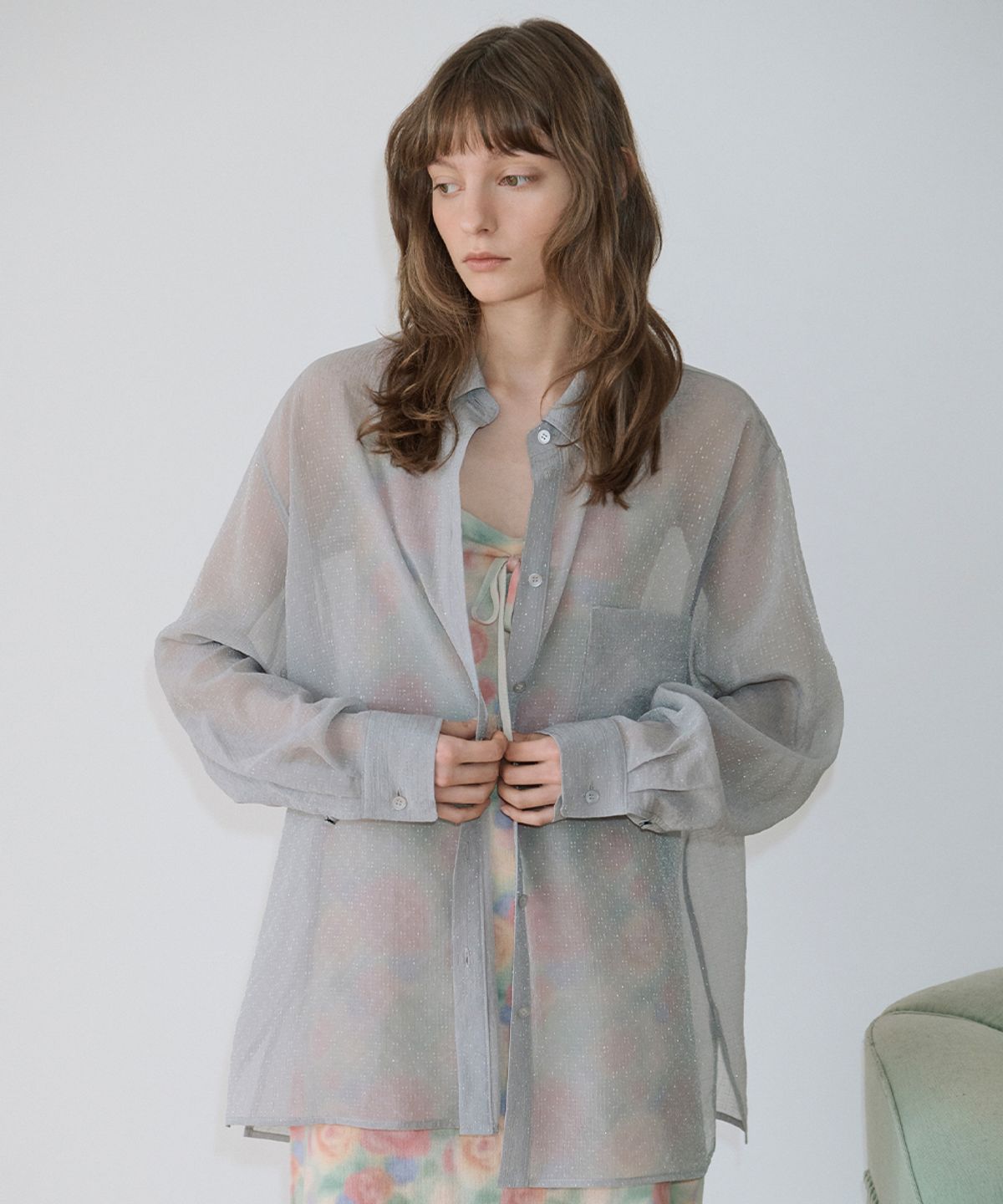 시눈(SINOON) Sheer Glow Shirt (Grey)