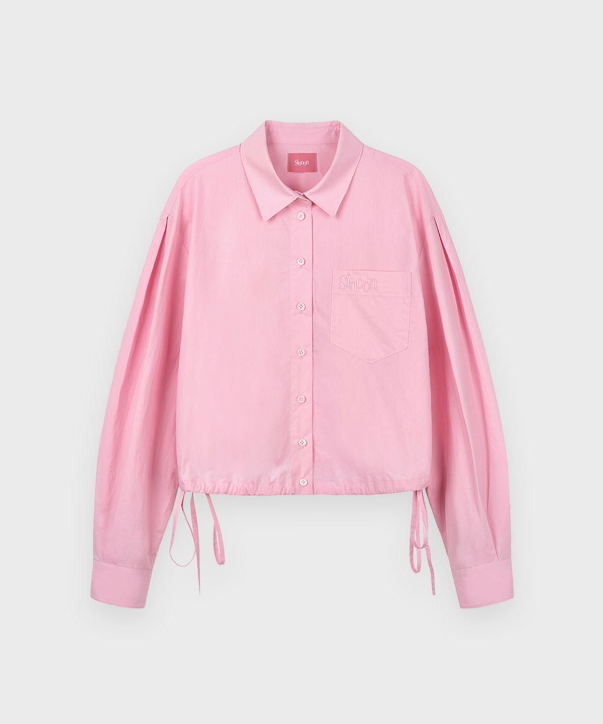 시눈(SINOON) 2-Way Drawstring Crop Shirt (Pink)