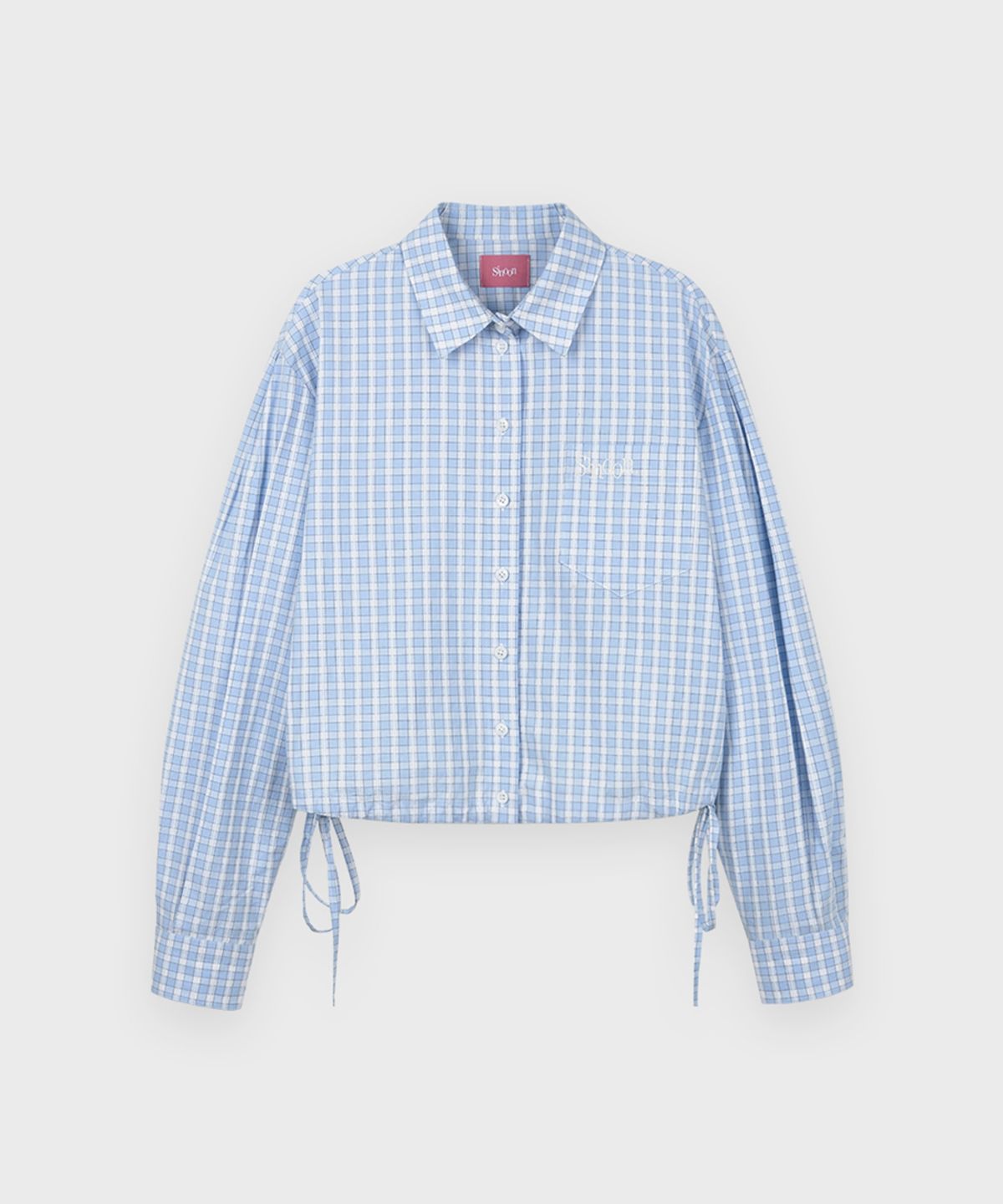 시눈(SINOON) 2-Way Drawstring Crop Shirt (Blue)