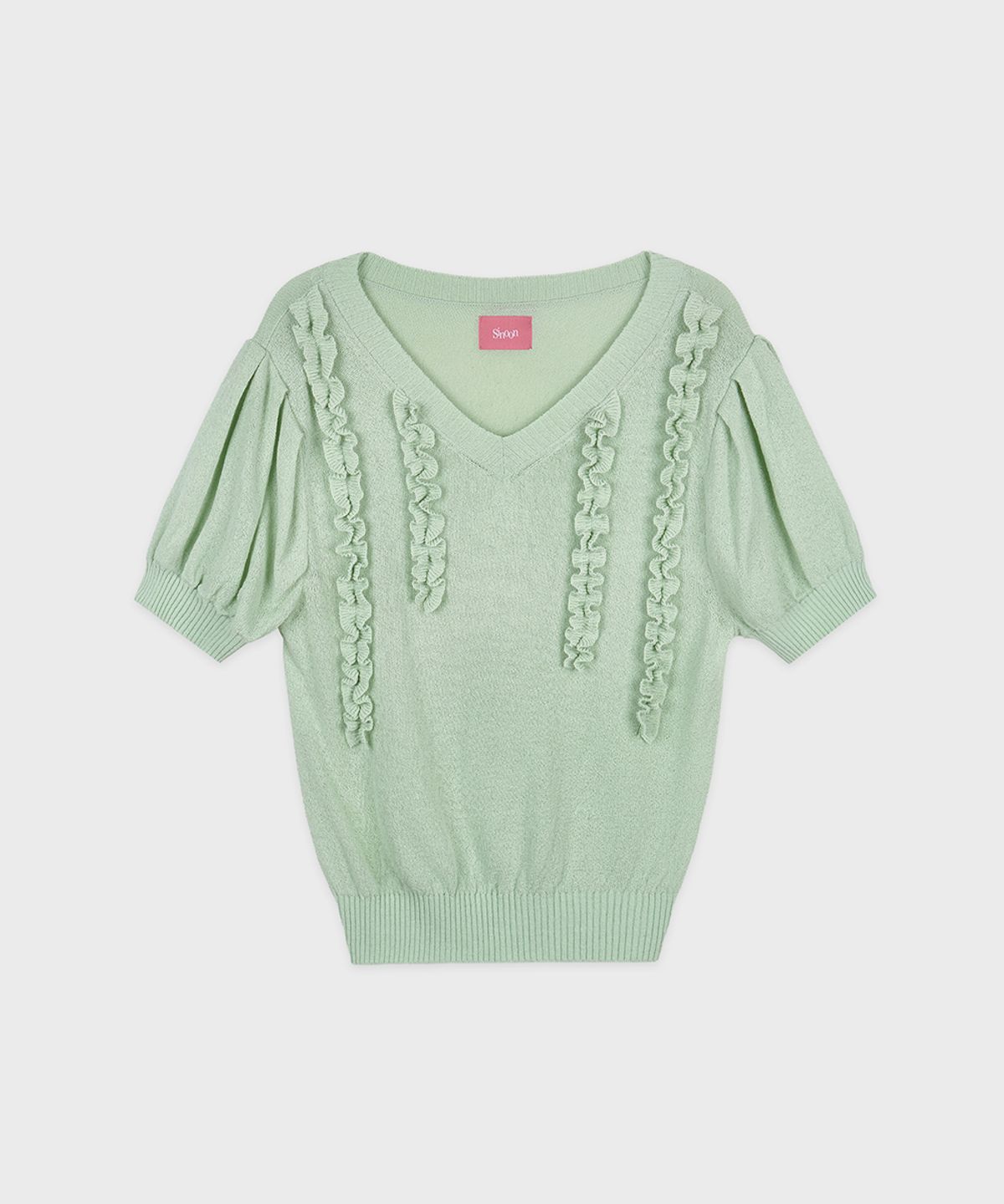 시눈(SINOON) Puff Ruffle Knit Pullover (Mint)