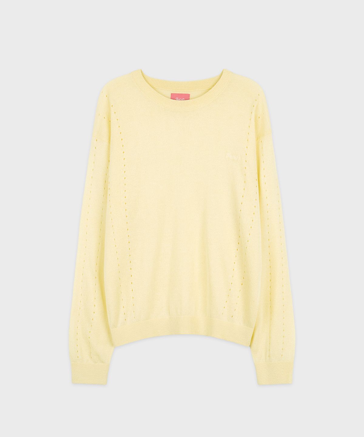 시눈(SINOON) Sheer Logo Long Sleeve Knit Pullover (Lemon Yellow)