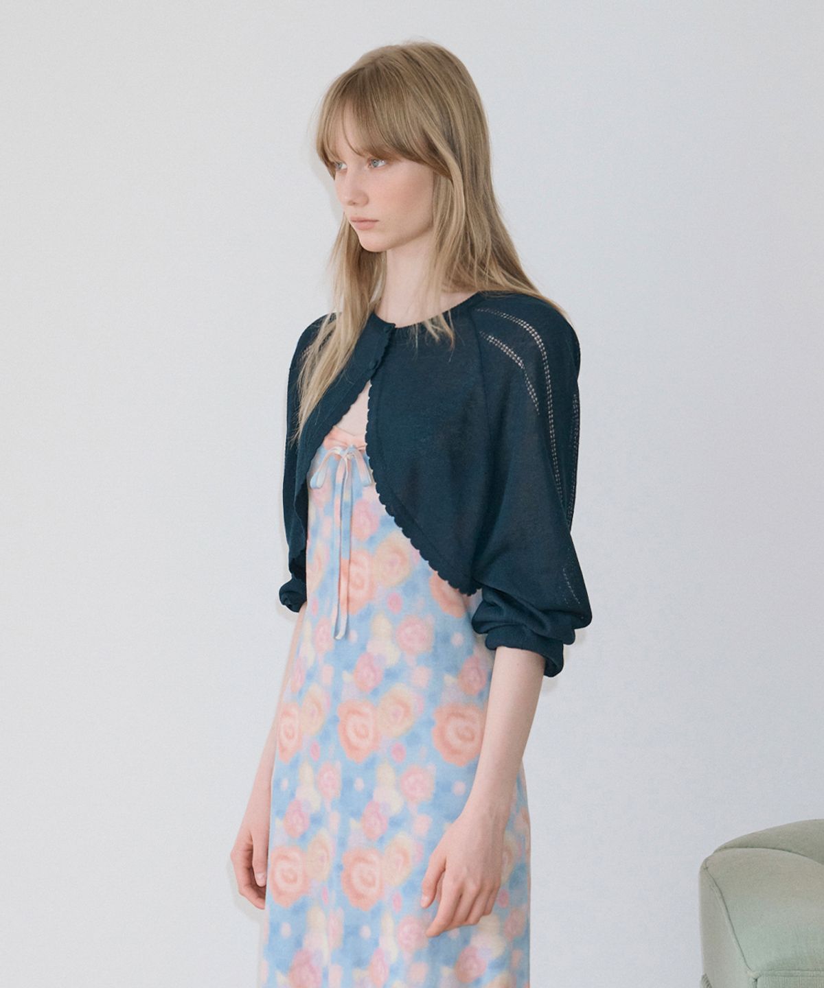 시눈(SINOON) Bolero Knit Cardigan (Navy)