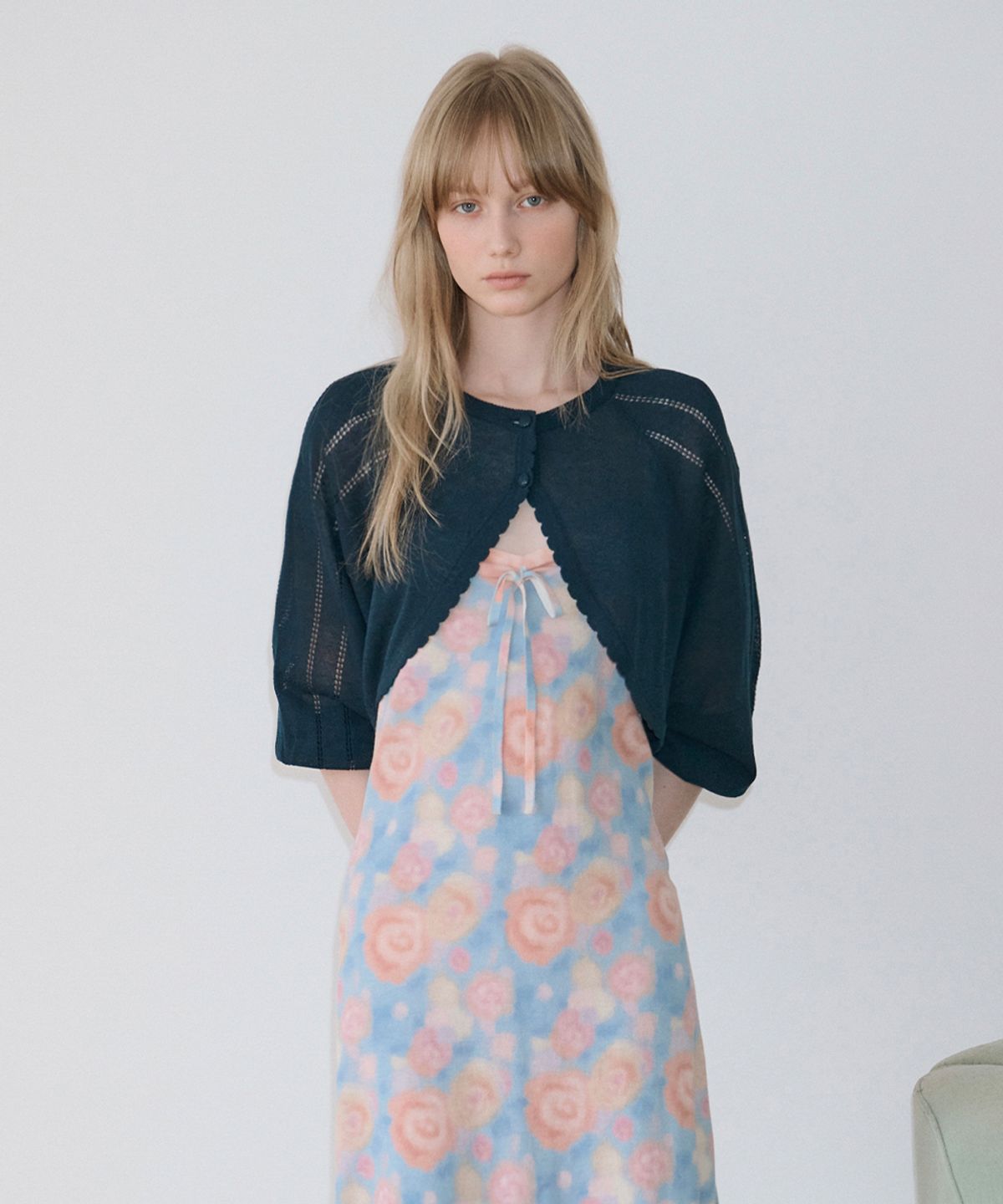 시눈(SINOON) Bolero Knit Cardigan (Navy)