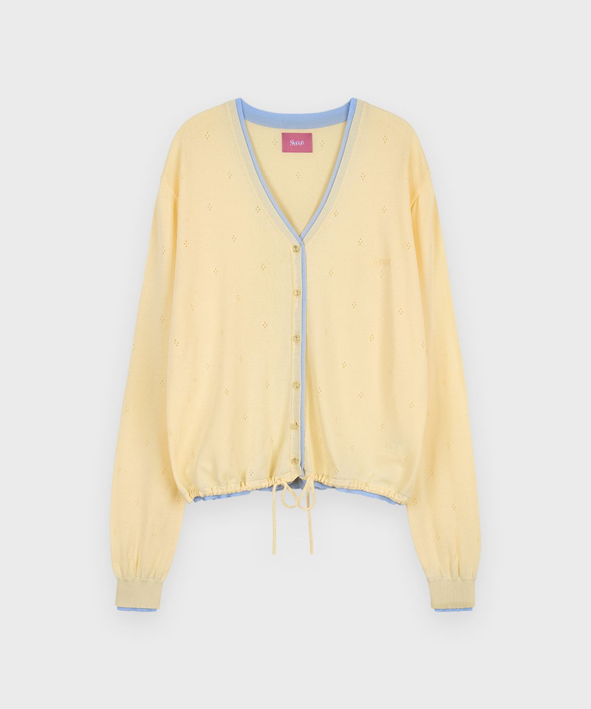 시눈(SINOON) V Neck String Punching Cardigan (Lemon Yellow)