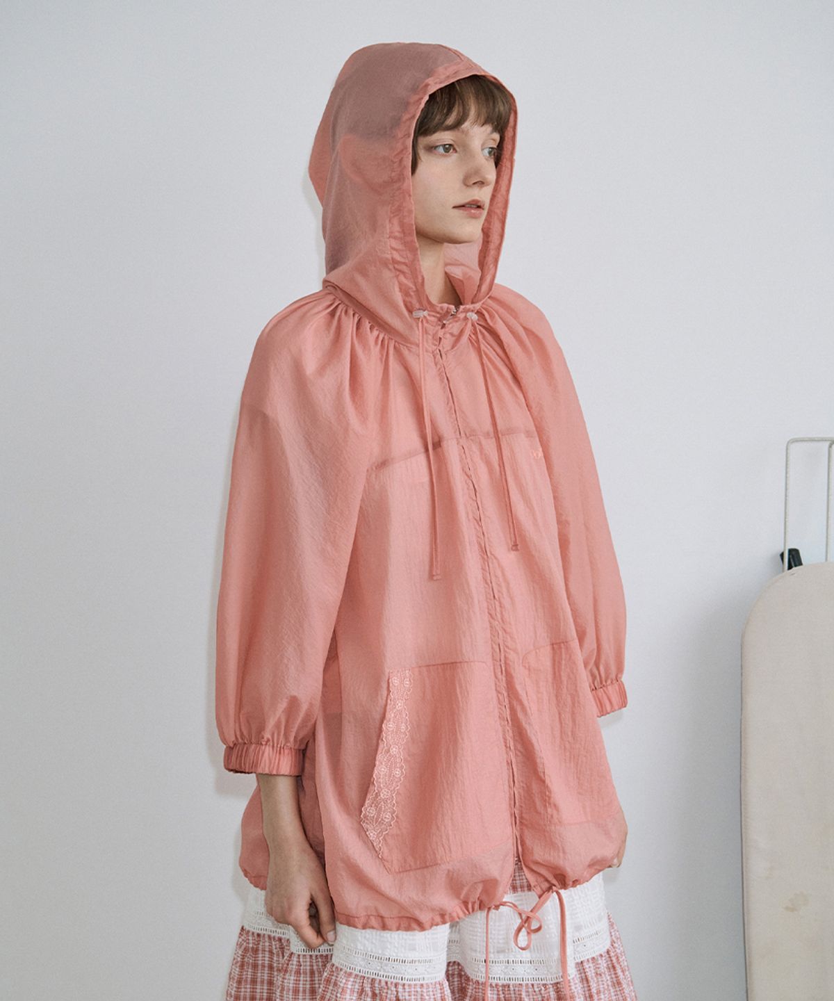 시눈(SINOON) Hood Half Sleeve Jumper (Pink)