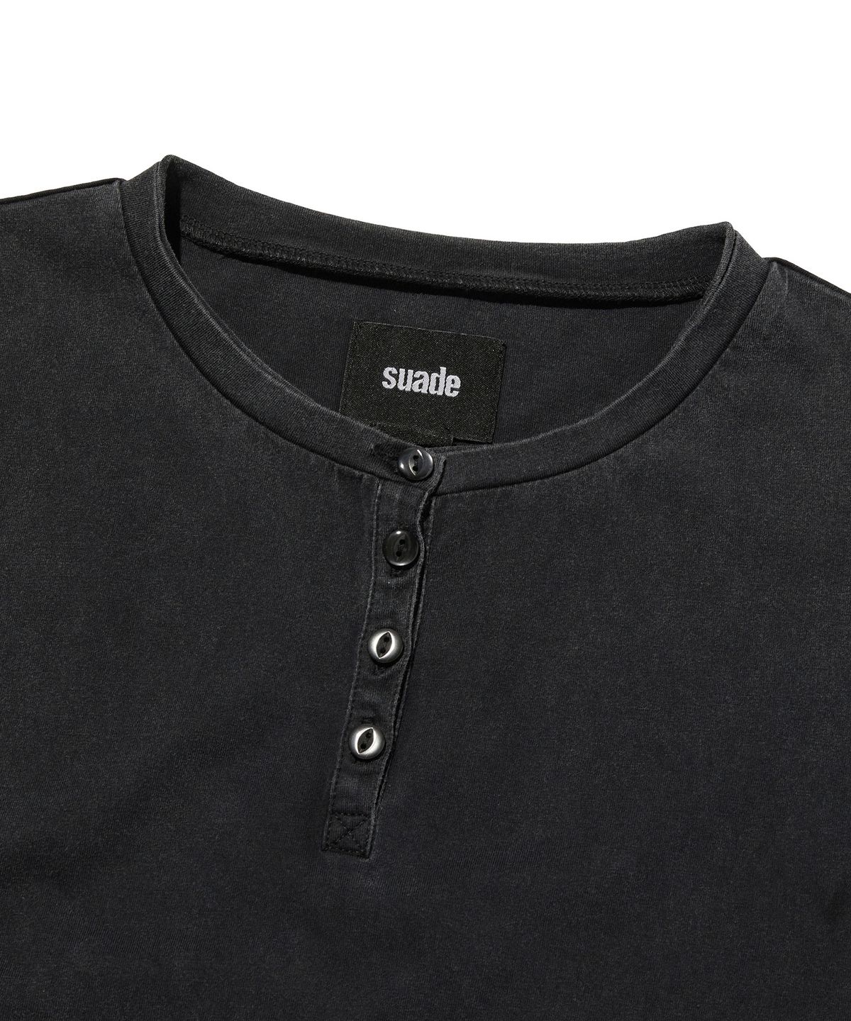 스웨이드(SUADE) WASHED HENLEY NECK TEE [WASHING BLACK]