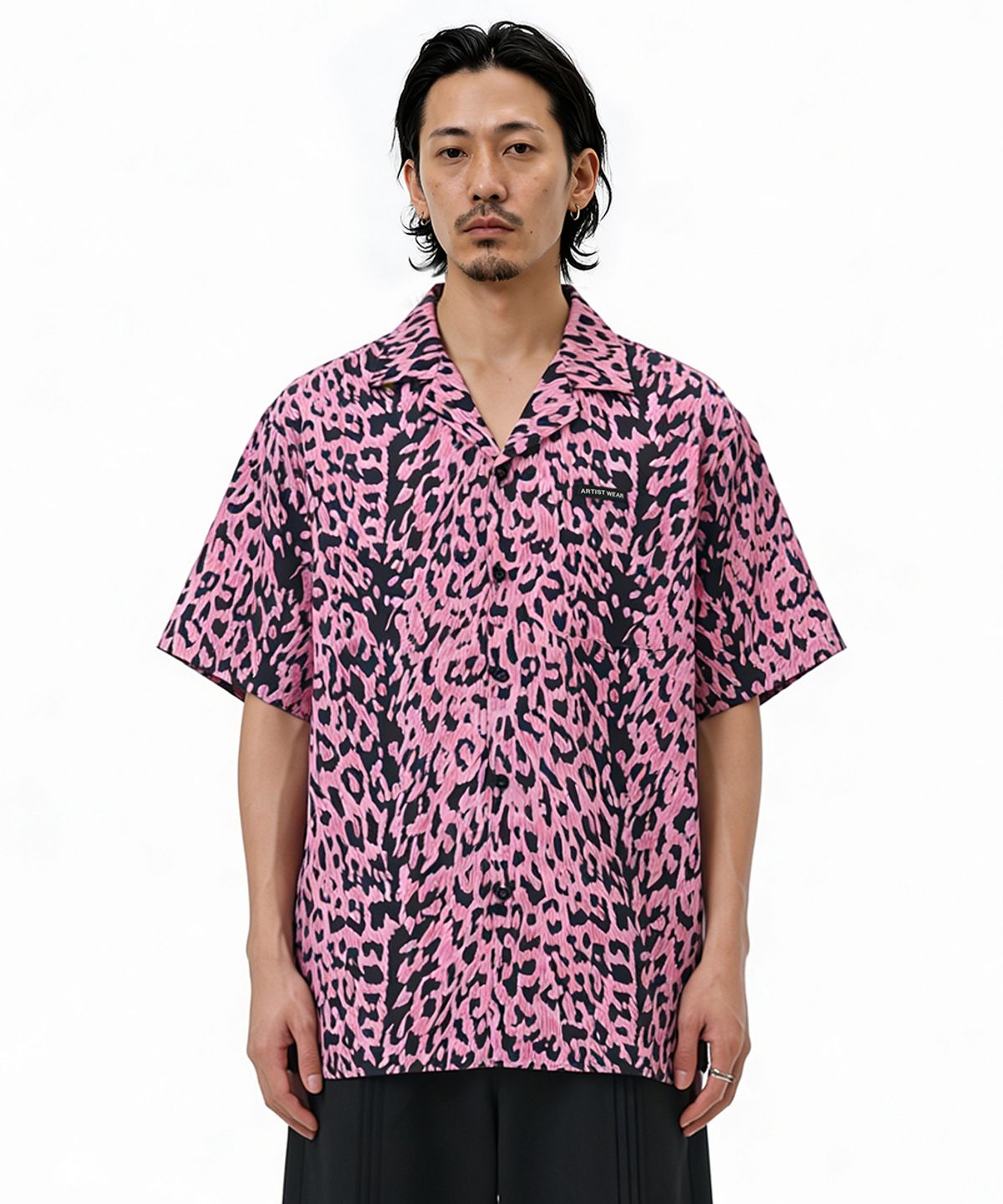 아티스트웨어(ARTISTWEAR) [ATW] 플로우 레오파드 하프셔츠 - PINK