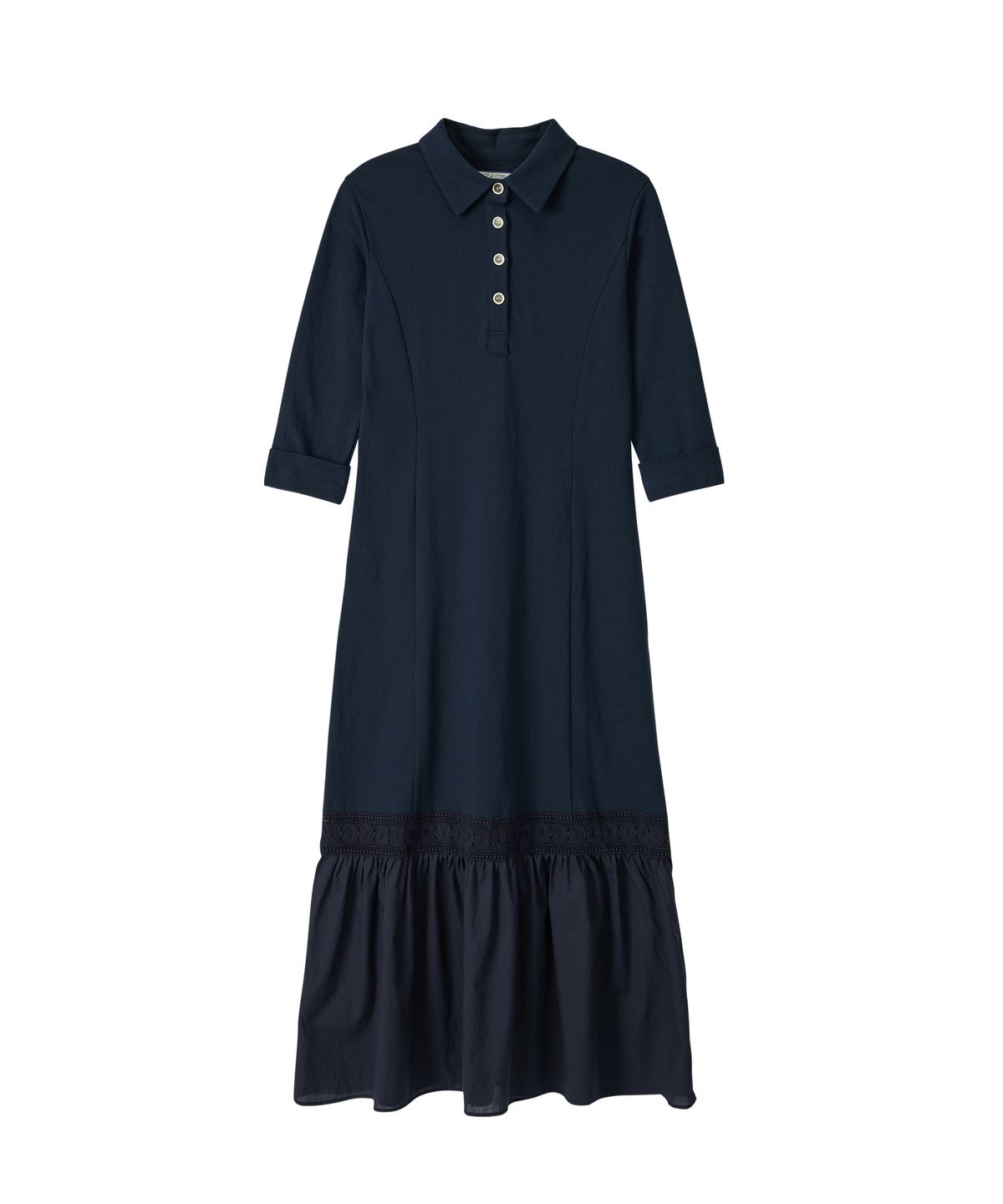 살롱 드 욘(SALON DE YOHN) Cotton Jersey Long Dress_ Navy