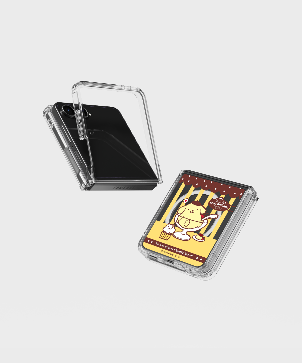 에스엘비에스(SLBS) 폼폼푸린 카페 스타일 클리어 마그넷 케이스 for Galaxy Z Flip7