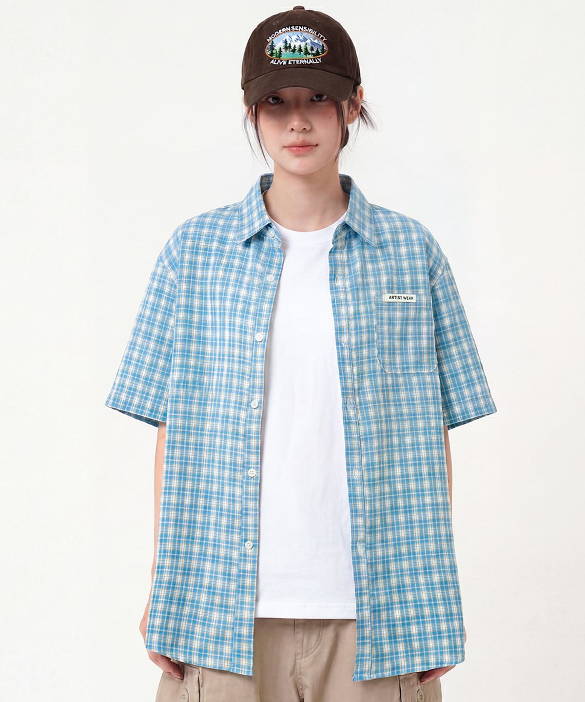 아티스트웨어(ARTISTWEAR) [ATW] 썬앤문 체크 하프셔츠 - BLUE