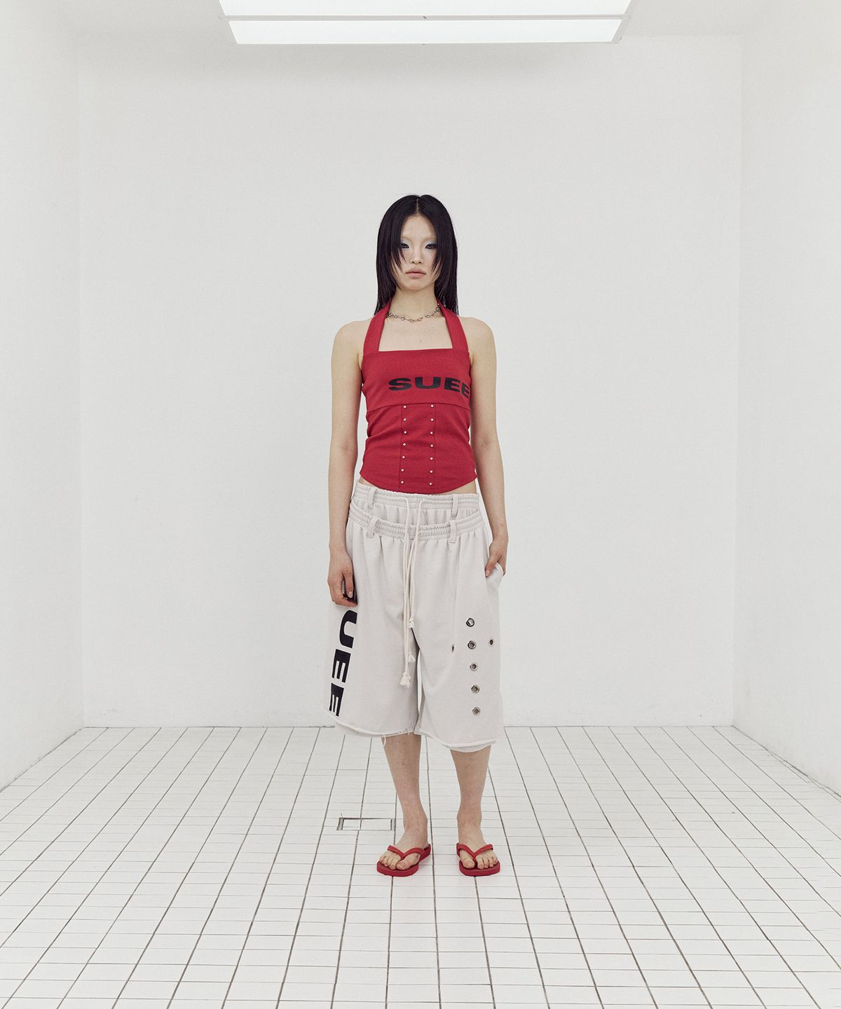 셋업이엑스이(SETUP-EXE) LOGO HALTER TANK TOP / RED