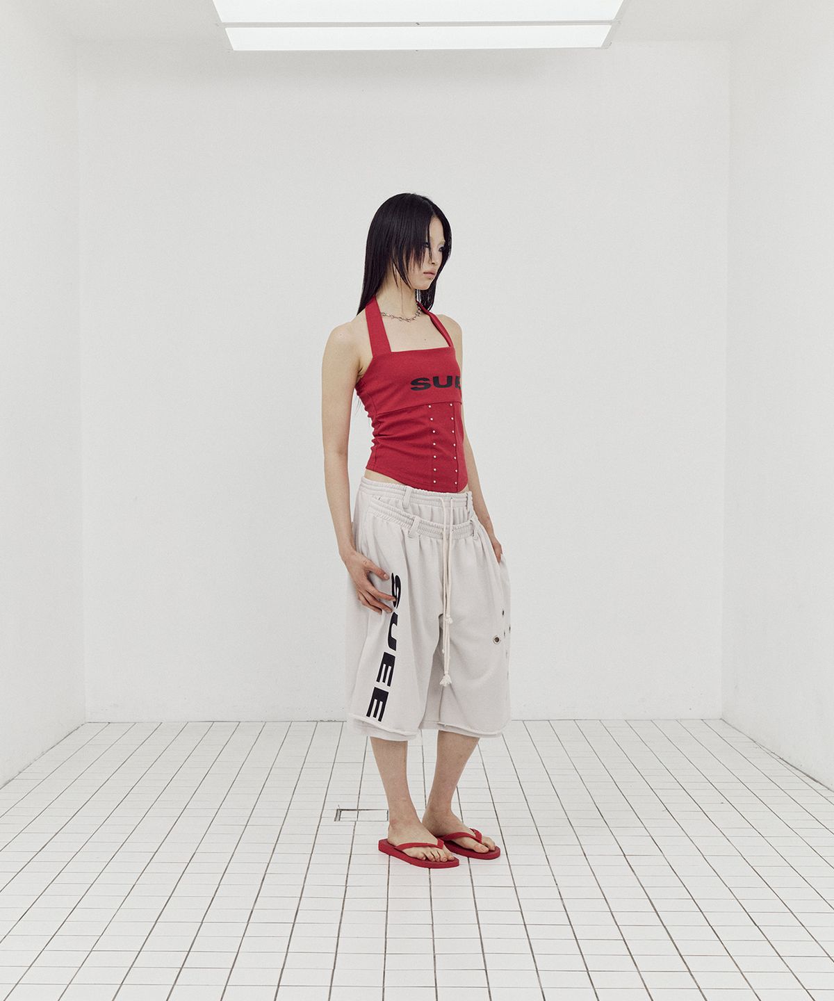 셋업이엑스이(SETUP-EXE) LOGO HALTER TANK TOP / RED
