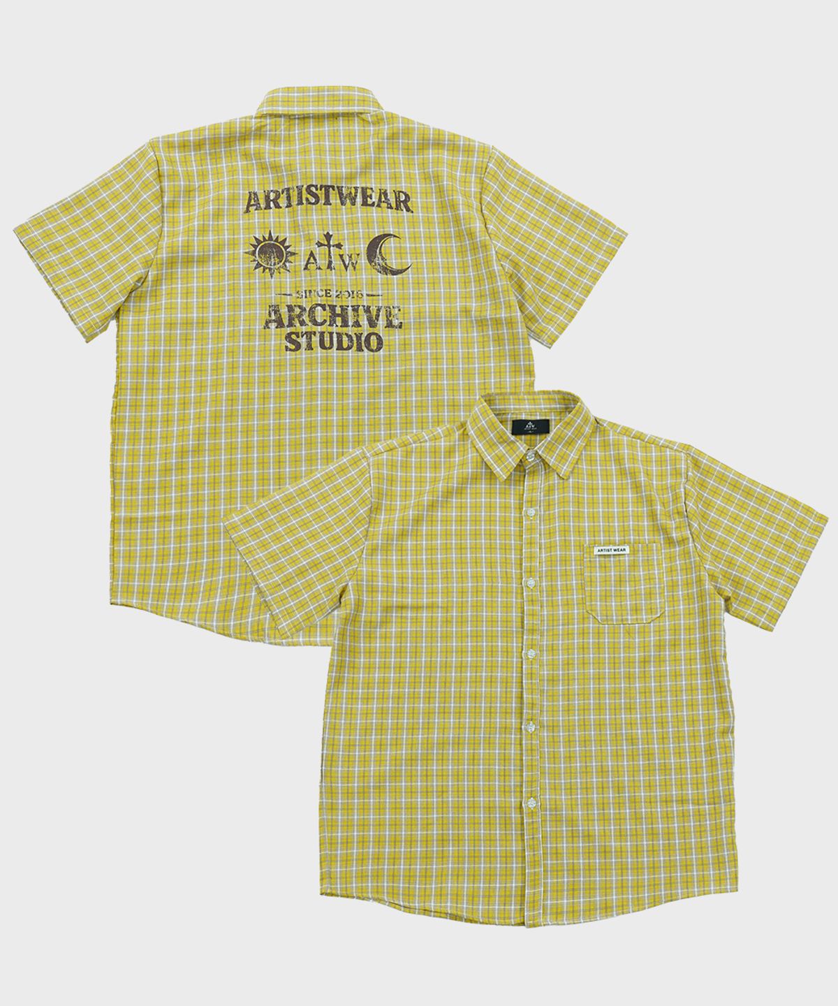 아티스트웨어(ARTISTWEAR) [ATW] 썬앤문 체크 하프셔츠 - YELLOW