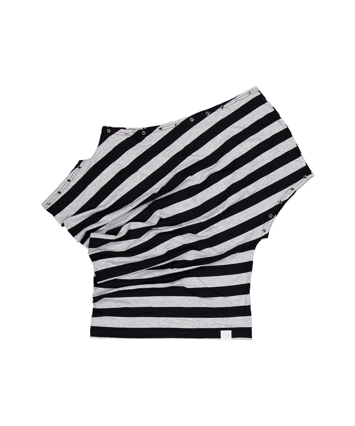 셋업이엑스이(SETUP-EXE) STRIPE EYELET DRAPE TOP / BLACK